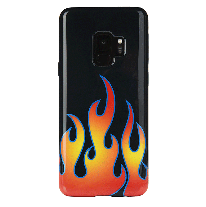 Blue Chrome Flames Samsung Galaxy Case - Protective Phone Cover for Galaxy S21/S22/S23 - Stylish & Durable Design for Everyday Use & Gaming