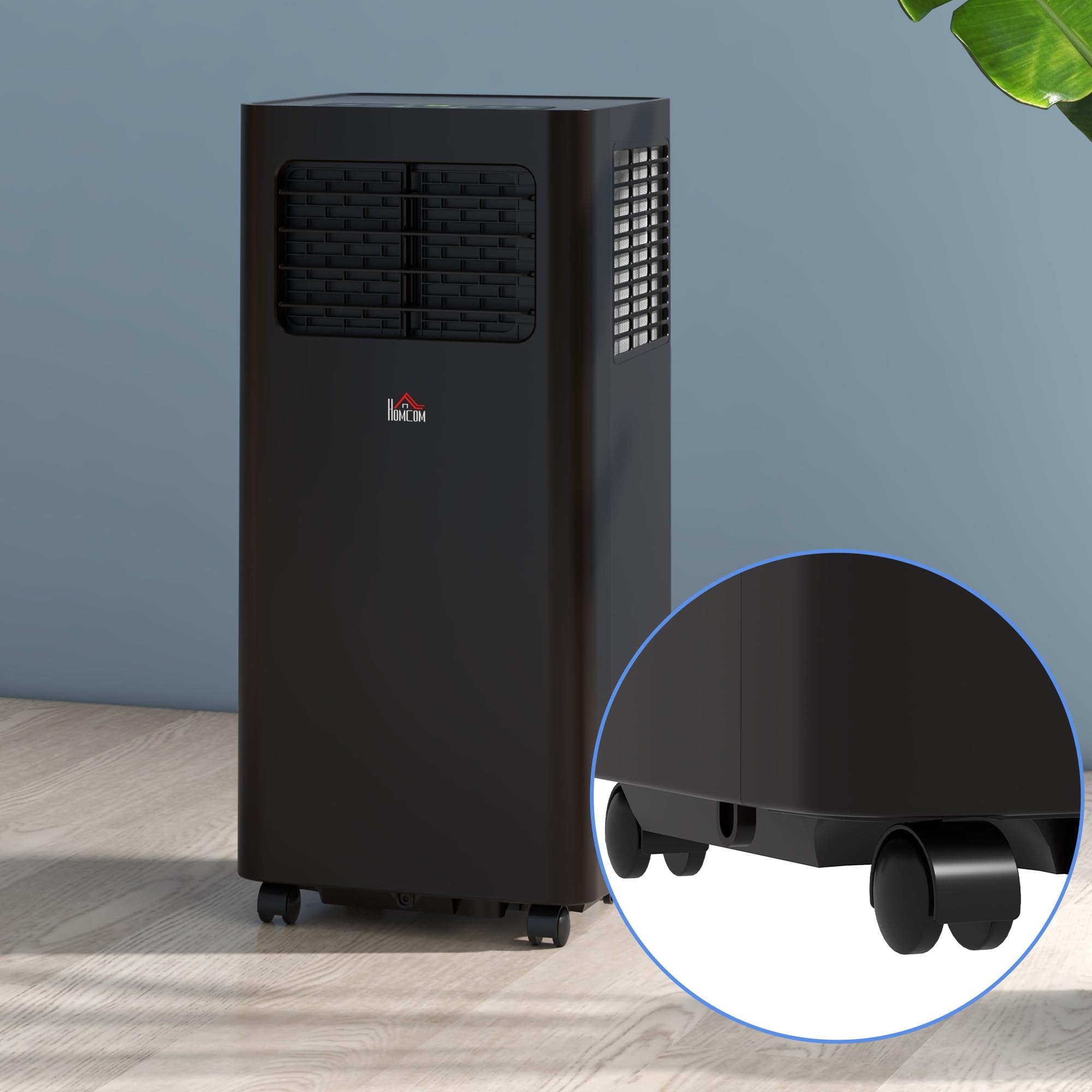 HOMCOM 8000 BTU Portable Air Conditioner for Rooms Up to 345 Sq. Ft - 3-in-1 AC Unit with Dehumidifier & Cooling Fan - Sleep Mode, Remote Control, 24H Timer - Window Installation Kit Included - Perfect for Bedrooms, Offices, and Small Spaces (Black)