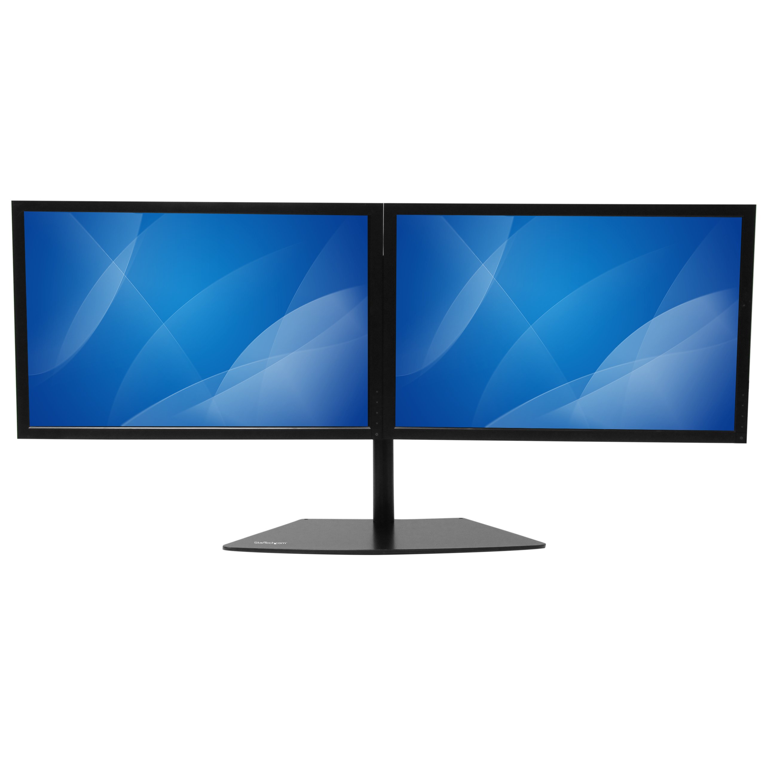 StarTech.com Dual Monitor Stand for 12'' to 24'' Screens - Adjustable VESA Mount with Low Profile Base - Horizontal Desk Mount for Home & Office (ARMBARDUO) | Perfect for Workspace Setup, Gaming & Productivity