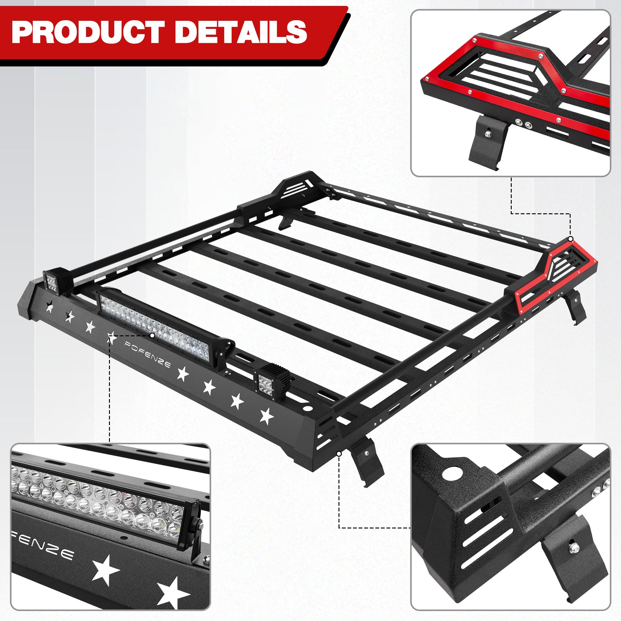 2007-2022 Jeep Wrangler JK JL Unlimited 4-Door Hardtop Roof Rack Cargo Basket with LED Lights | Heavy Duty SUV Roof Storage for Camping & Outdoor Adventures