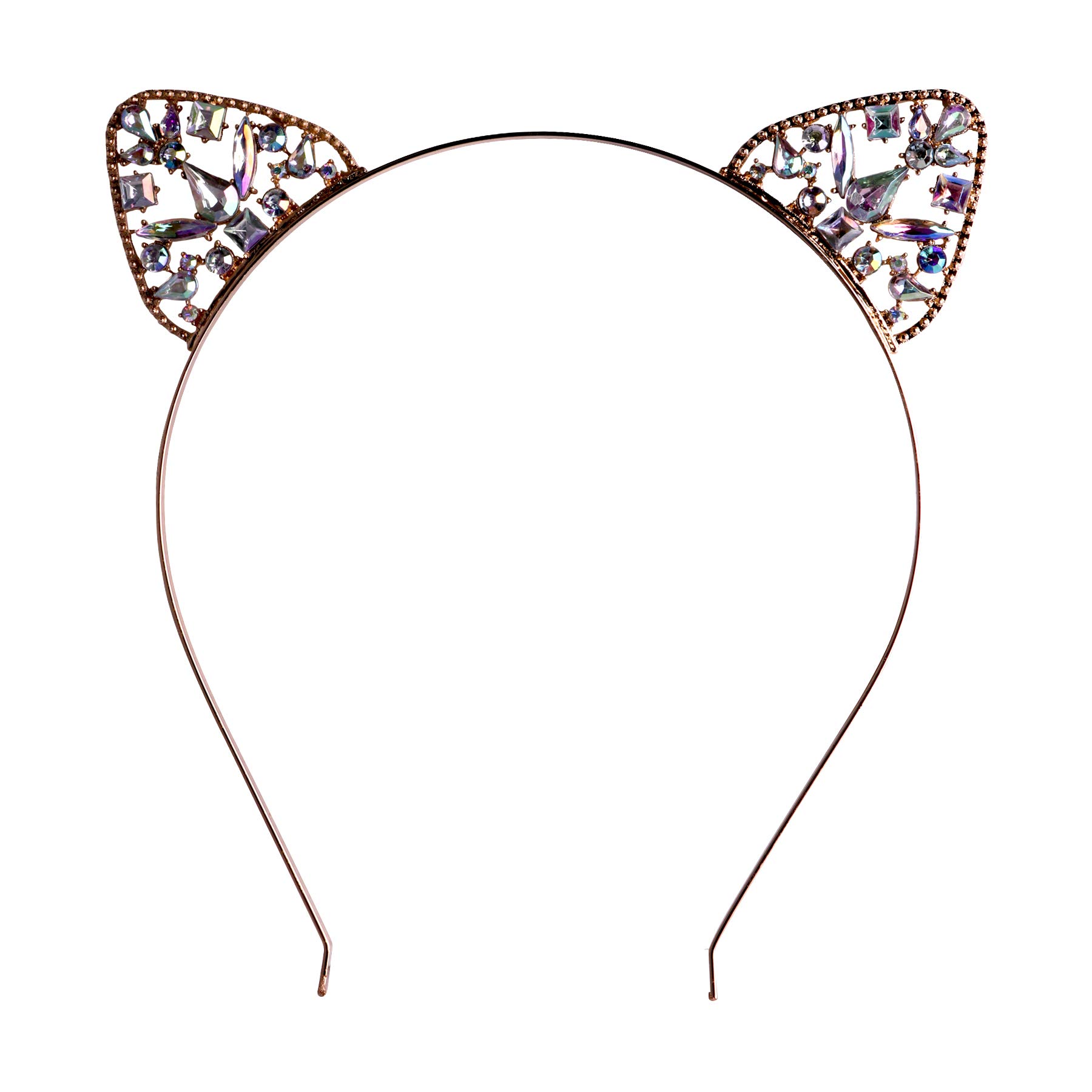 Arsimus Gold Cat Headband with Sparkling Stones - Elegant Hair Accessory for Women, Parties, Cosplay & Halloween Costumes