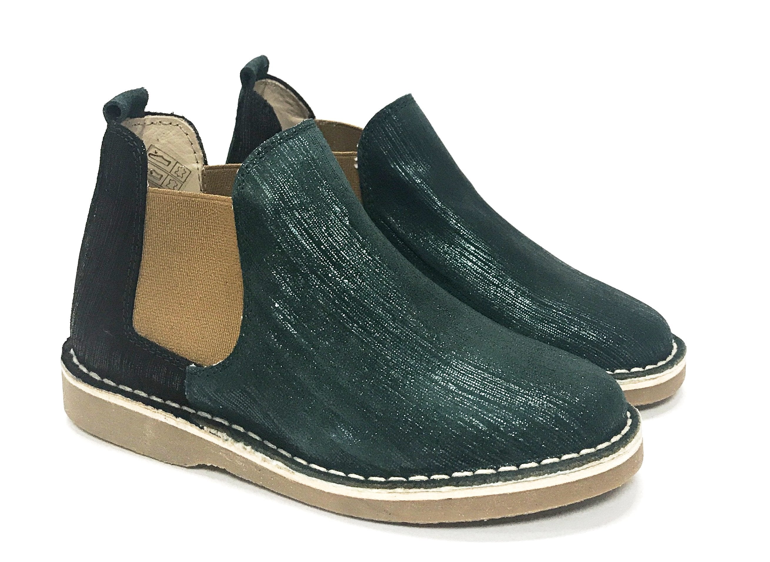 Sonatina Green Shimmer Bootie - Women's Fashion Ankle Boots with Metallic Finish | Perfect for Parties, Date Nights & Holiday Outfits