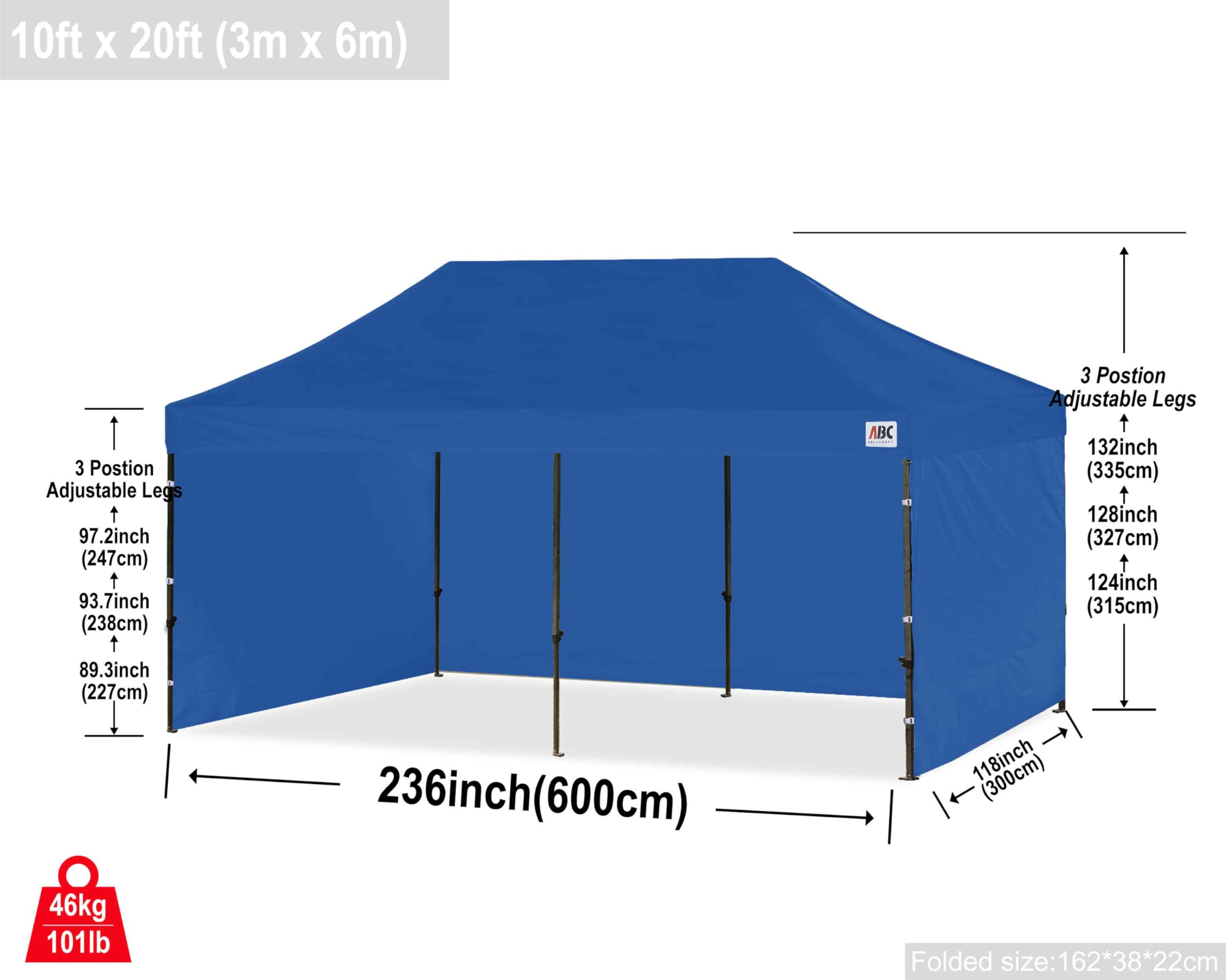 Heavy Duty 10x20 Pop Up Canopy Tent with Sidewalls - Navy Blue Commercial Canopy for Outdoor Events, Farmers Markets & Backyard Parties