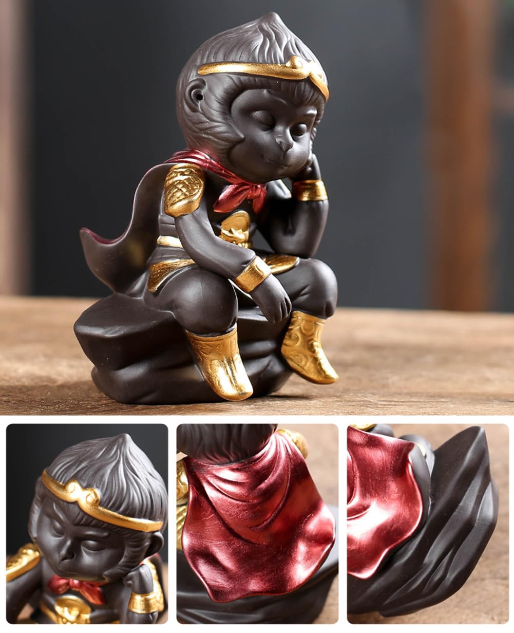 Handmade Chinese Zisha Clay Monkey King Tea Pet Figurine - Unique Water Tea Tray Companion for Kungfu Tea Ceremony | Perfect Gift for Tea Lovers | Enhance Your Tea Brewing Experience at Home or Office