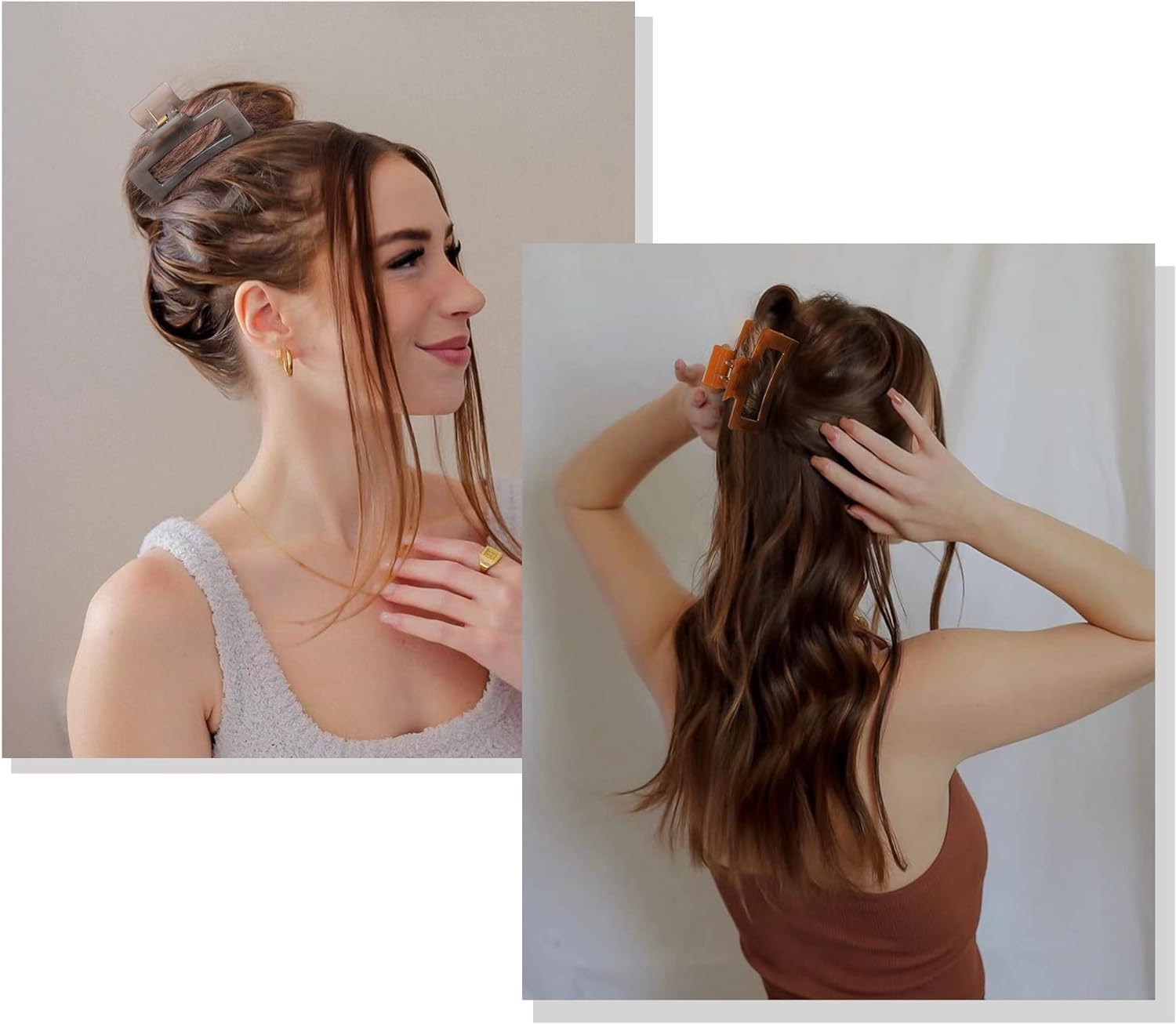 Bakefy 4-Piece Hair Claw Clips for Women - Strong Hold French Design Barrettes for Thick & Long Hair - Perfect for Curly Hair, Ponytails & Updos - Hair Accessories for Everyday & Special Occasions