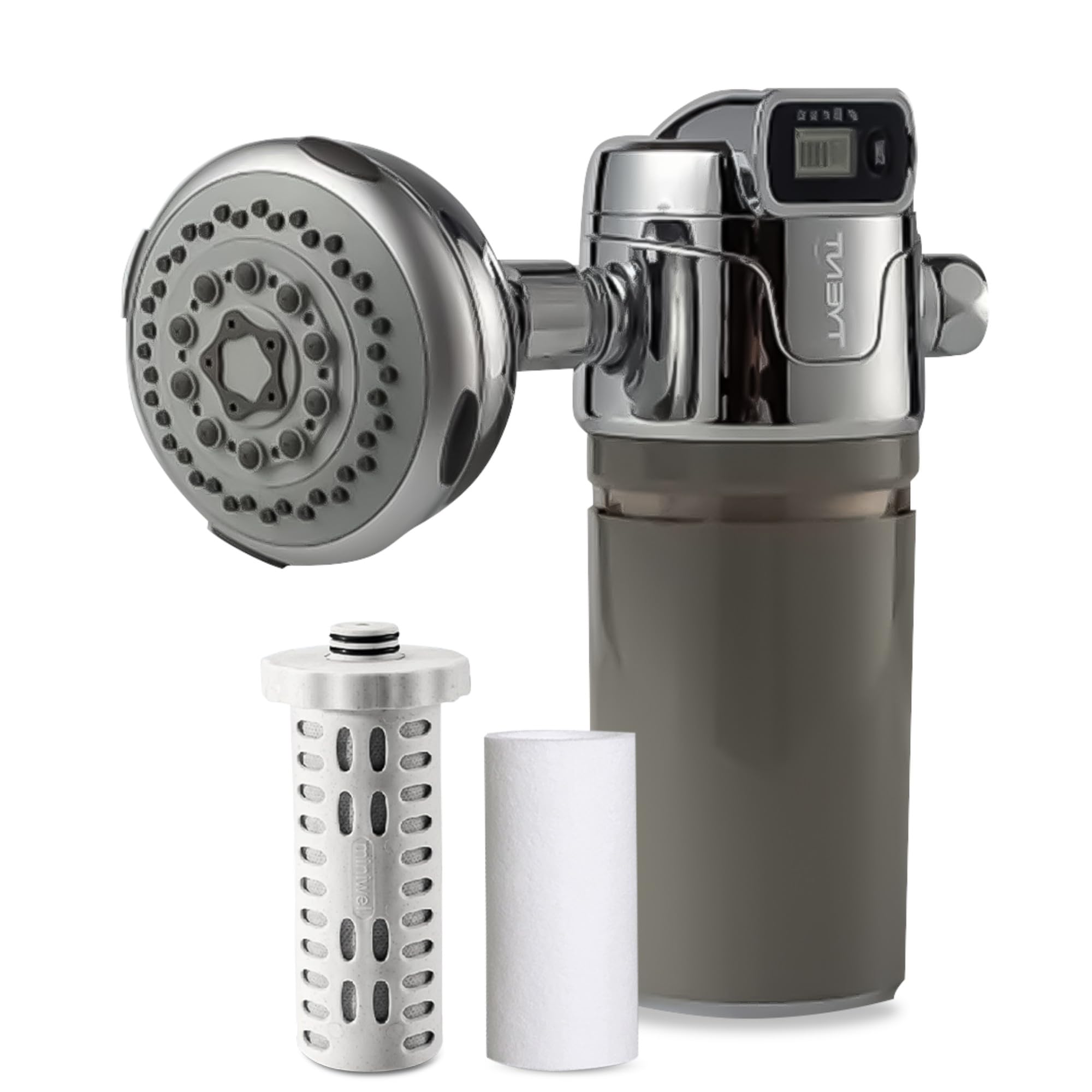 Tyent Shower Lux Filter - High Output Showerhead Filter with Multiple Water Pressure Settings & Electronic Replacement Reminder | Softens Water, Reduces Chlorine & Impurities | Perfect for Dry Skin, Sensitive Scalp & Hair Care - Enjoy Spa-Like Shower at Home