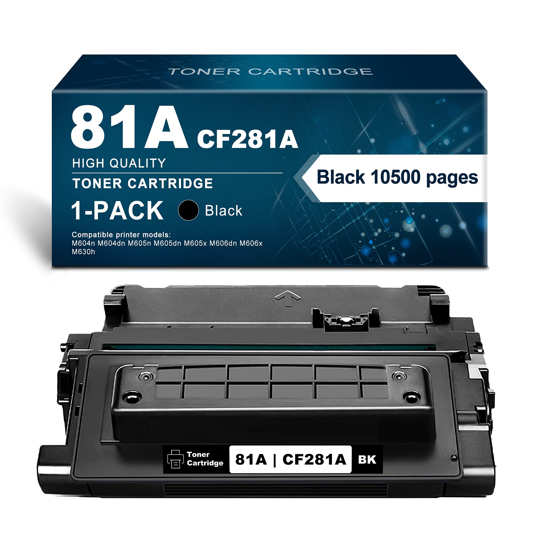 HP 81A CF281A Black Toner Cartridge Replacement - Compatible with HP M630/M604/M605/M606 Series Printers (1 Pack) | High-Yield Printing for Office & Home Use
