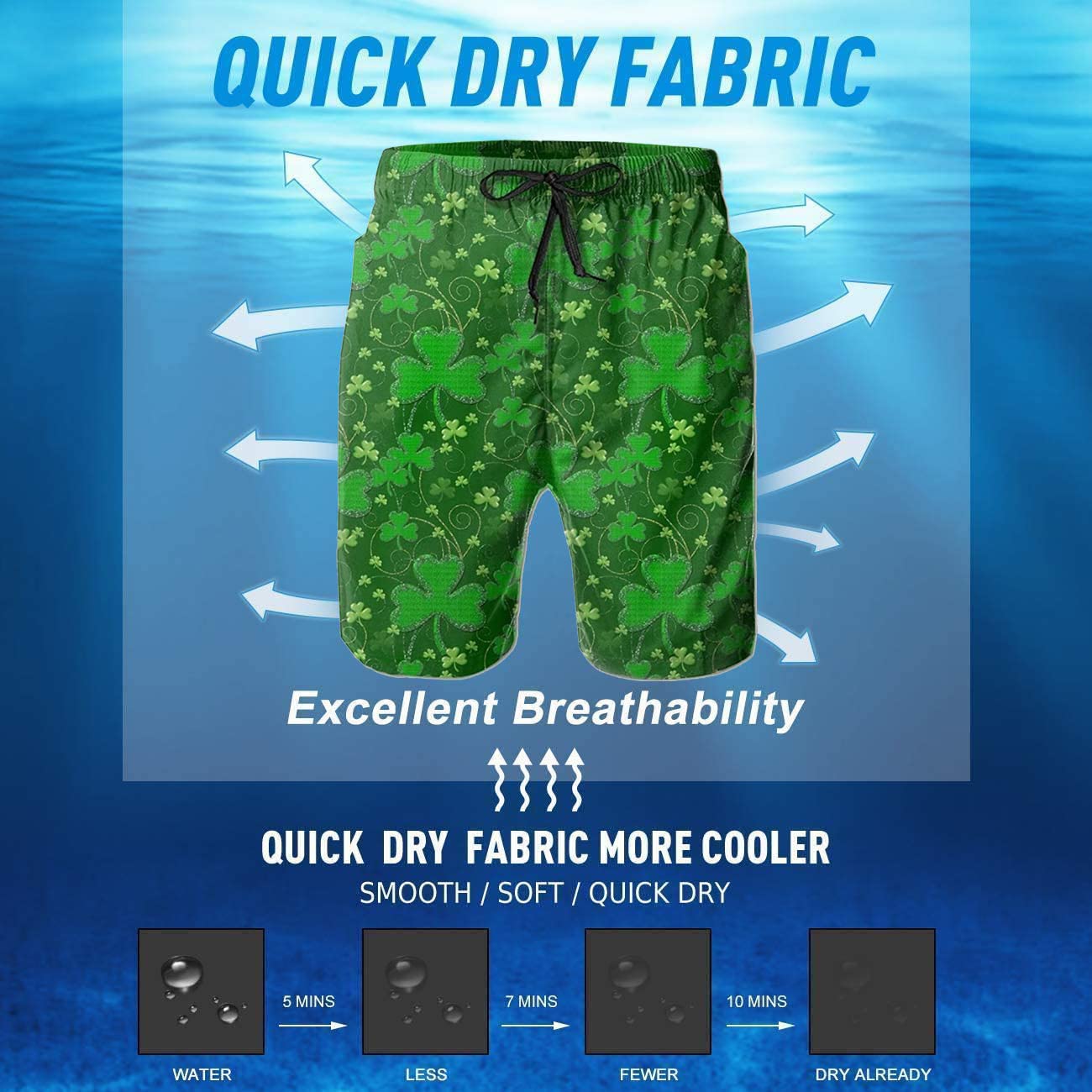 Men's Quick Dry Swim Trunks - Beach & Board Shorts with Mesh Lining for Swimming & Surfing