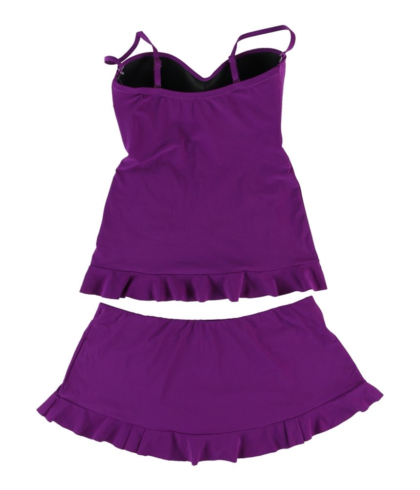 Women's 2 Piece Tankini Swimsuit - Starlet Halter Bikini Top & Bottom, Purple, Size 8 | Beachwear, Pool Party, Summer Vacation Outfit