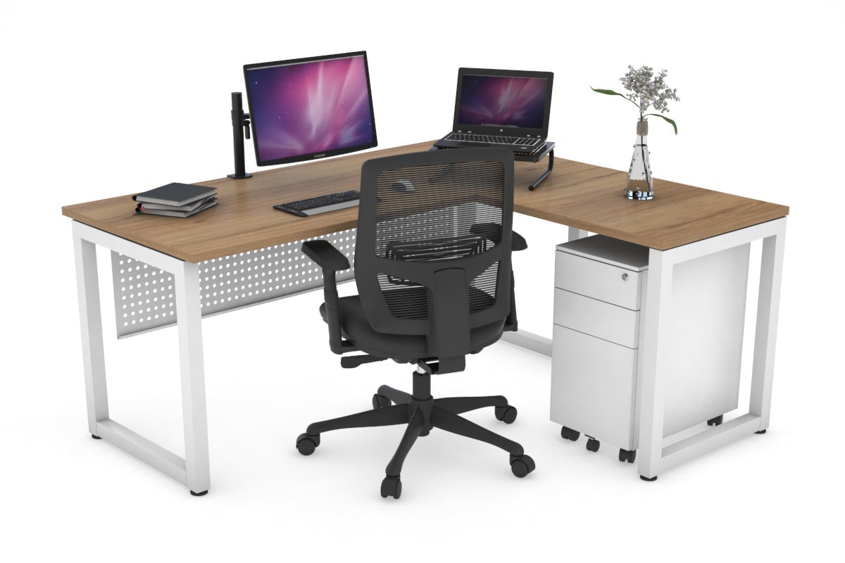 Quadro Loop Legs L-Shaped Corner Office Desk - 1800L x 1450W Dimensions, Ergonomic Home & Business Workspace Solution for Computer, Laptop, and Office Setup