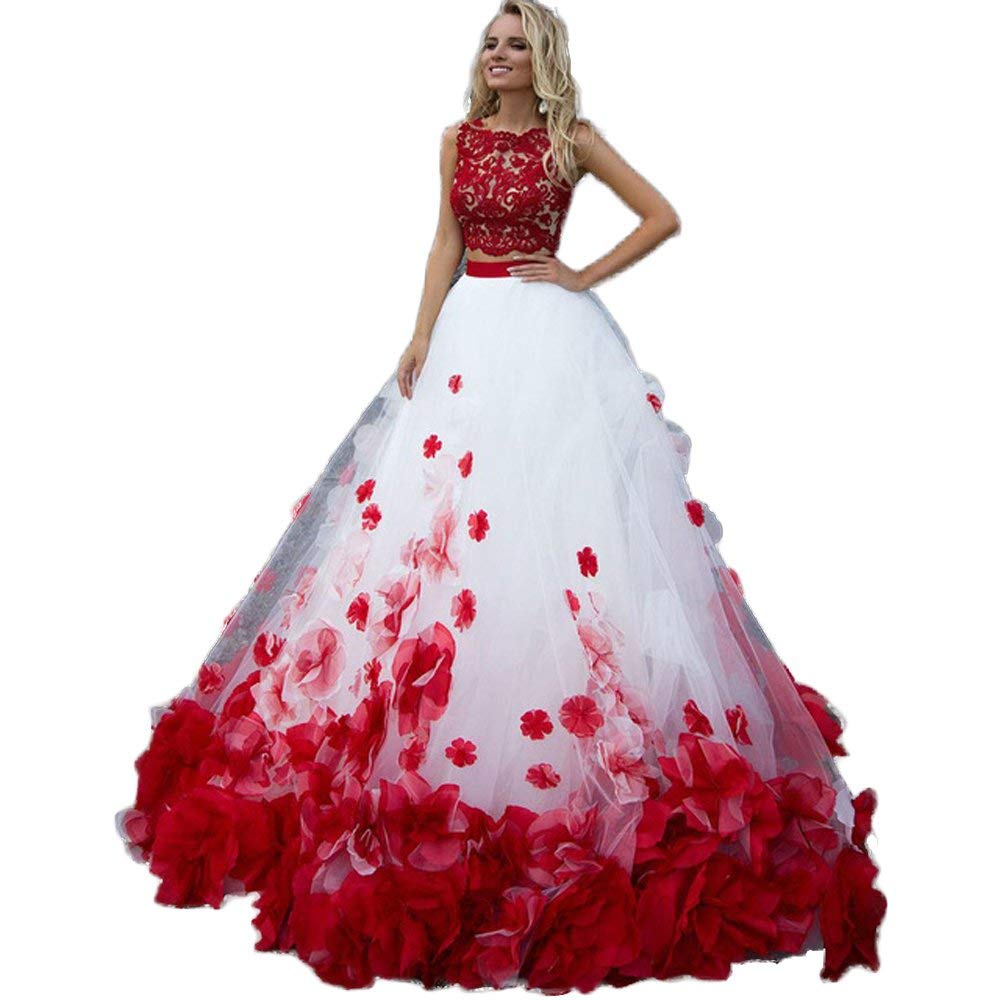 Handmade Blue Floral Ball Gown Long Prom Dress for Women - Perfect for Evening Galas, Weddings & Formal Events