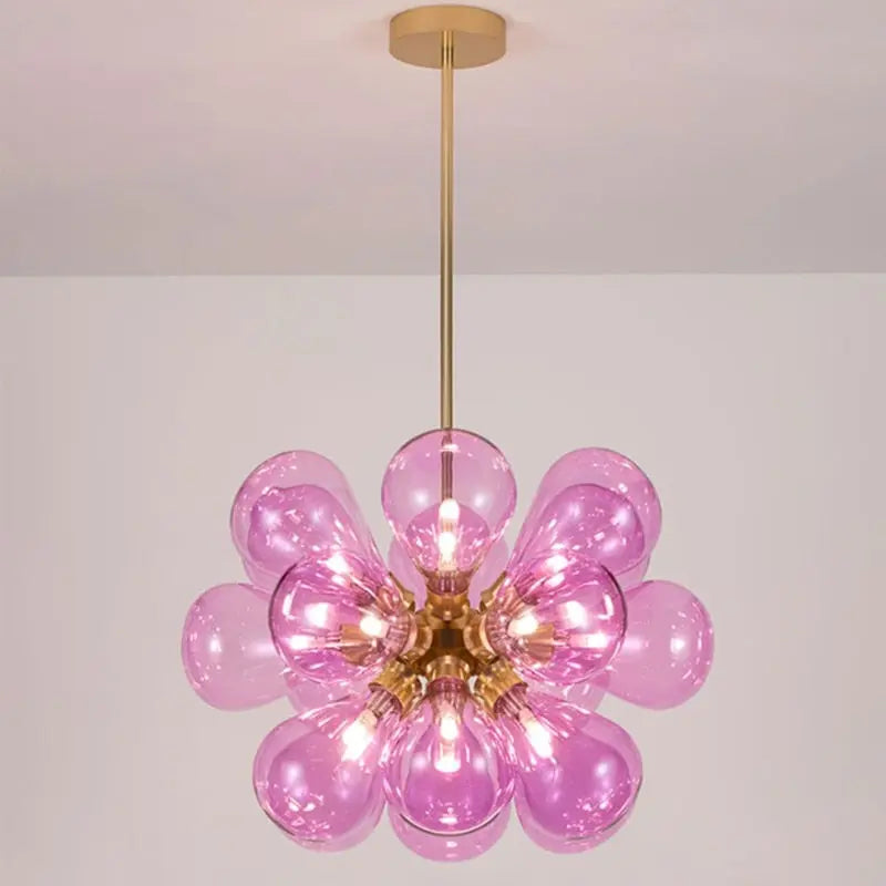 Elegant Nadine Pink Bubble Chandelier - Crystal Ceiling Light Fixture for Dining Room, Bedroom & Living Room Decor | Romantic Lighting for Weddings & Home Interiors