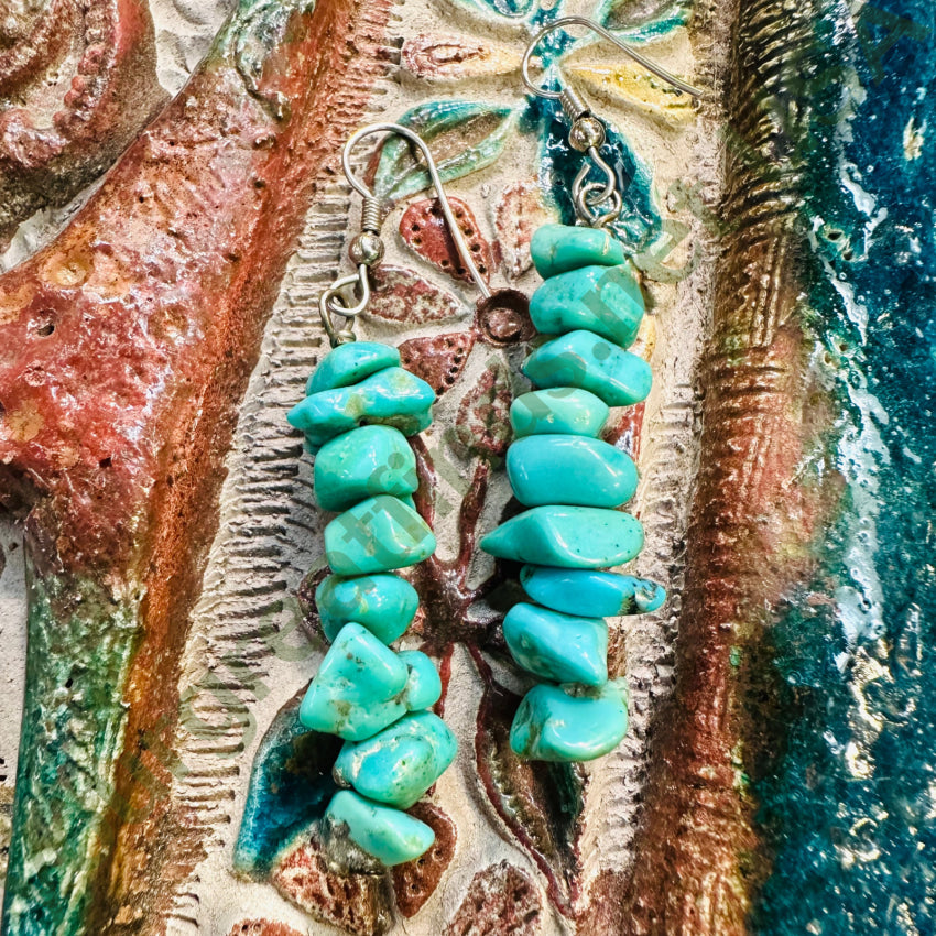 925 Sterling Silver Turquoise Nugget Bead Pierced Earrings for Women | Handmade Boho Jewelry | Perfect for Casual Wear, Parties & Gift Giving