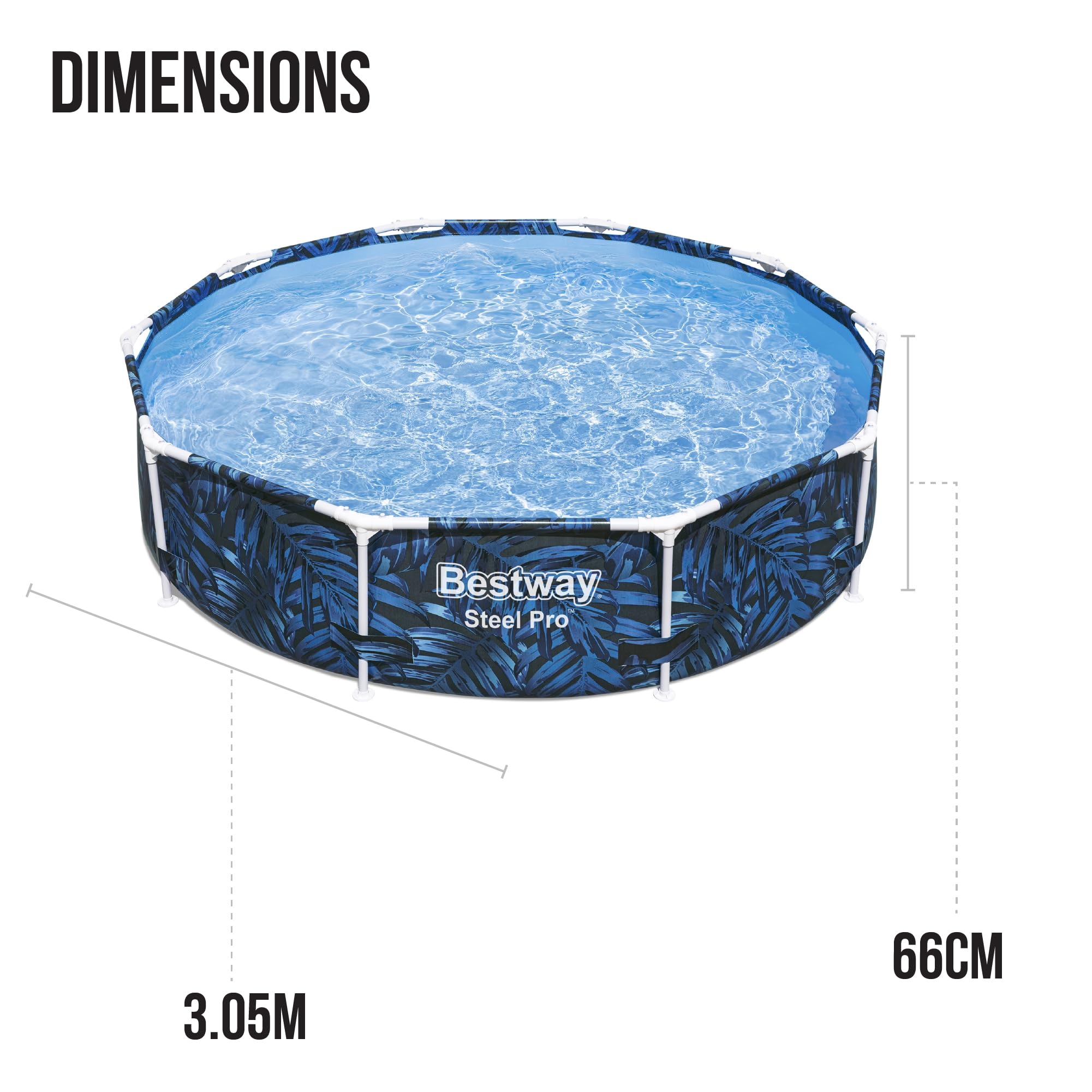 Bestway Safari 10FT Round Above Ground Steel Frame Swimming Pool - Durable Outdoor Garden Pool for Kids & Adults - Perfect for Backyard, Summer Fun, and Family Gatherings