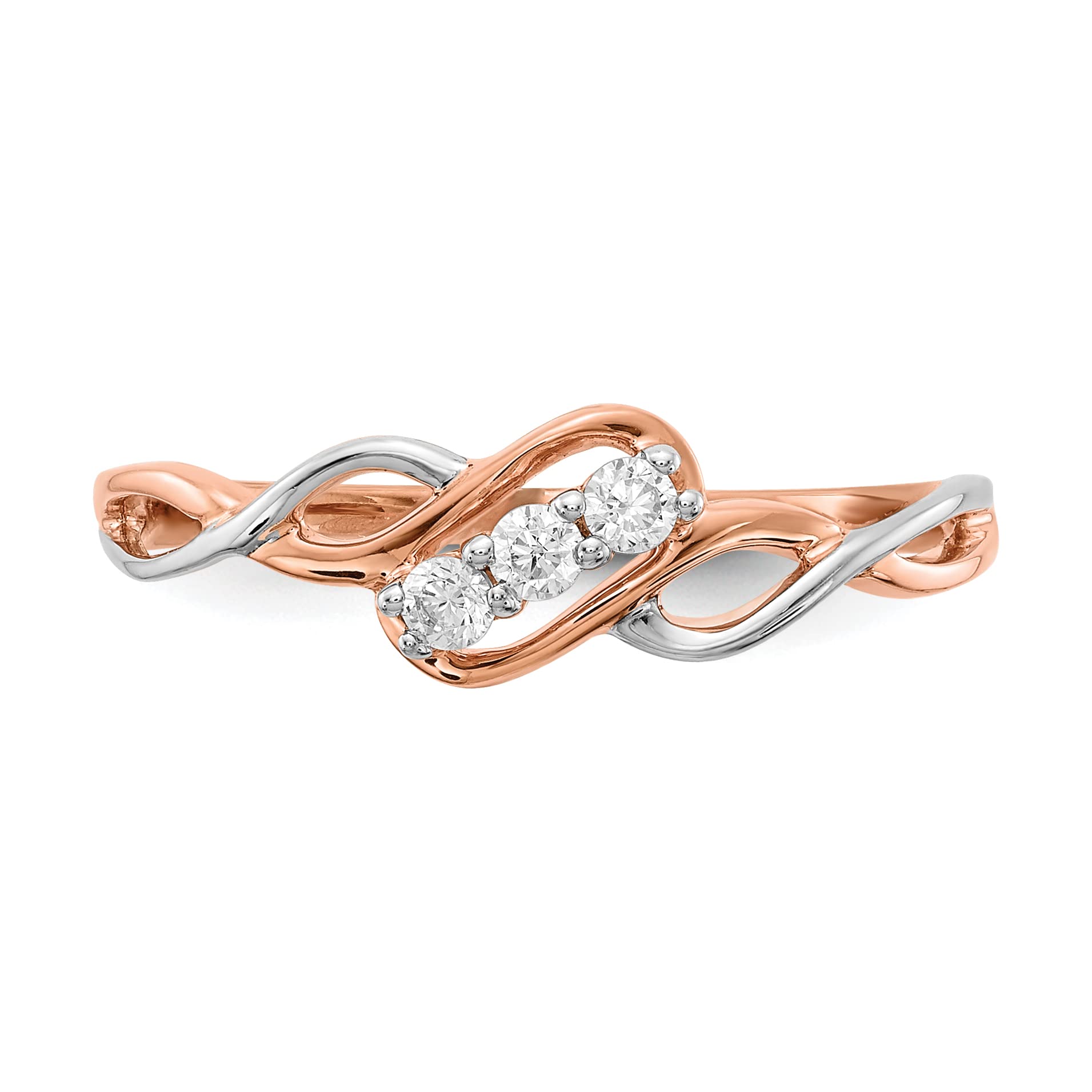 14K White and Rose Gold Diamond Polished Ring for Women - Elegant Stackable Wedding Band, Anniversary Gift for Her - Perfect for Engagement, Promise Rings & Special Occasions