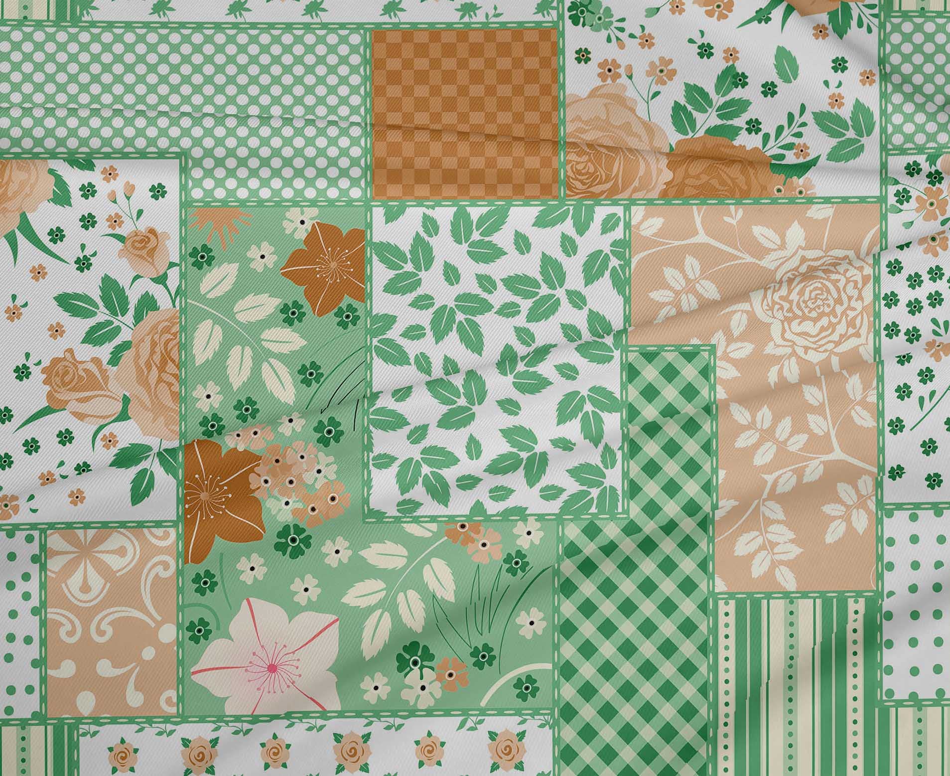oneOone Polyester Spandex Green Floral Printed Fabric for Sewing & Crafts - 56 Inch Wide (15 Yards) | Perfect for DIY Dresses, Curtains & Home Decor Projects
