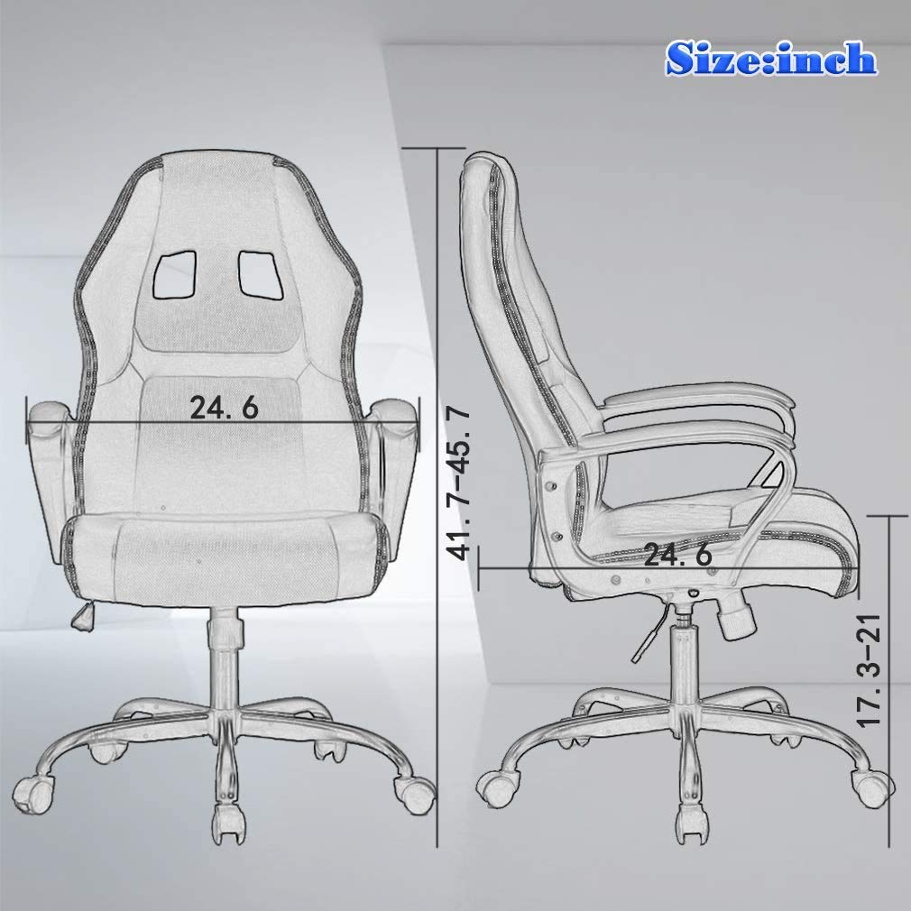 Ergonomic High Back Gaming Office Chair with Lumbar Support & PU Leather - Adjustable Swivel Rolling Desk Chair for Men & Women - Perfect for Home Office, Gaming Setup, and Executive Workspaces (Red)