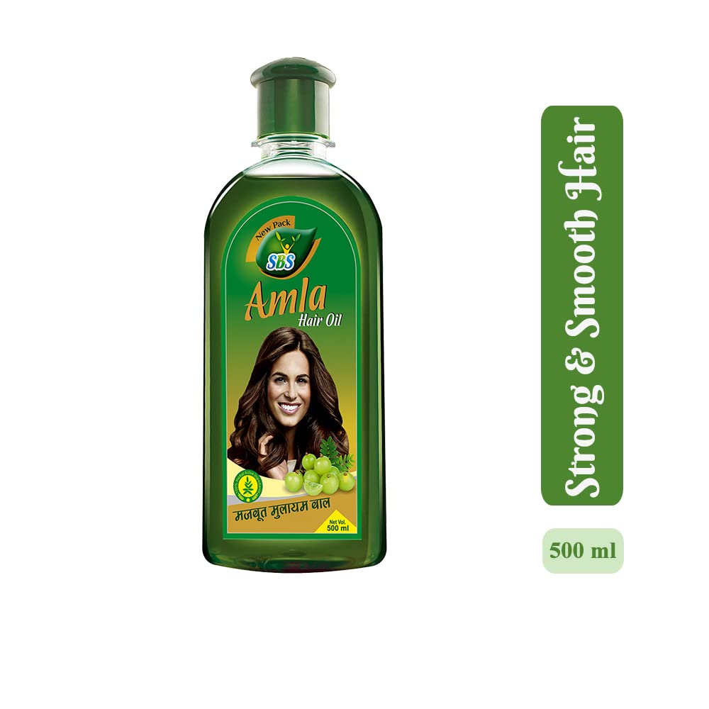 SBS Amla Hair Oil - 100% Pure Indian Gooseberry Oil for Scalp Nourishment & Hair Growth (500ml) | Natural Ayurvedic Treatment for Dry, Damaged Hair | Perfect for Daily Hair Care & Scalp Massage
