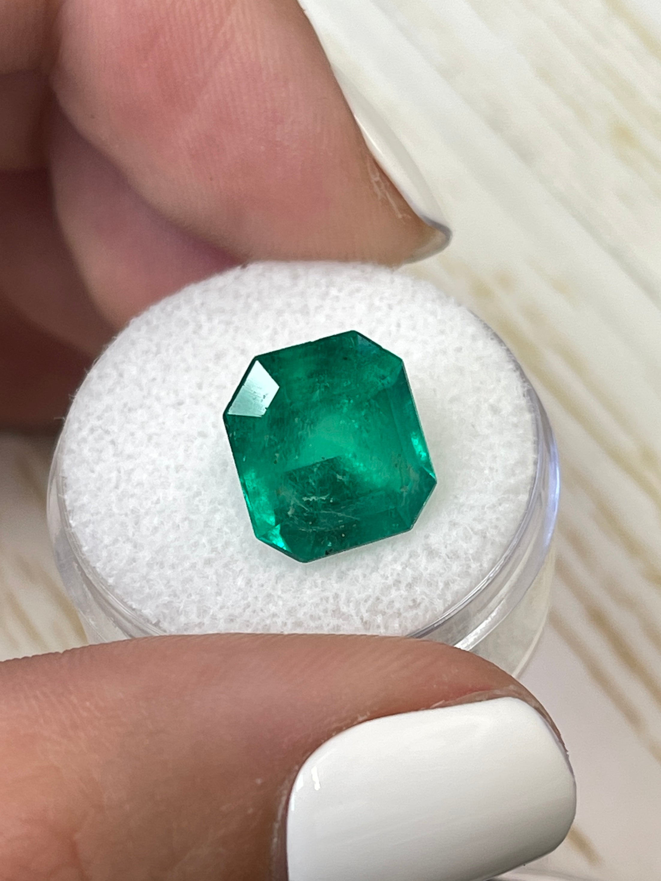 5.91 Carat 12x11mm Deep Green Natural Loose Colombian Emerald Gemstone - Emerald Cut for Jewelry Making, Engagement Rings & Luxury Gifts
