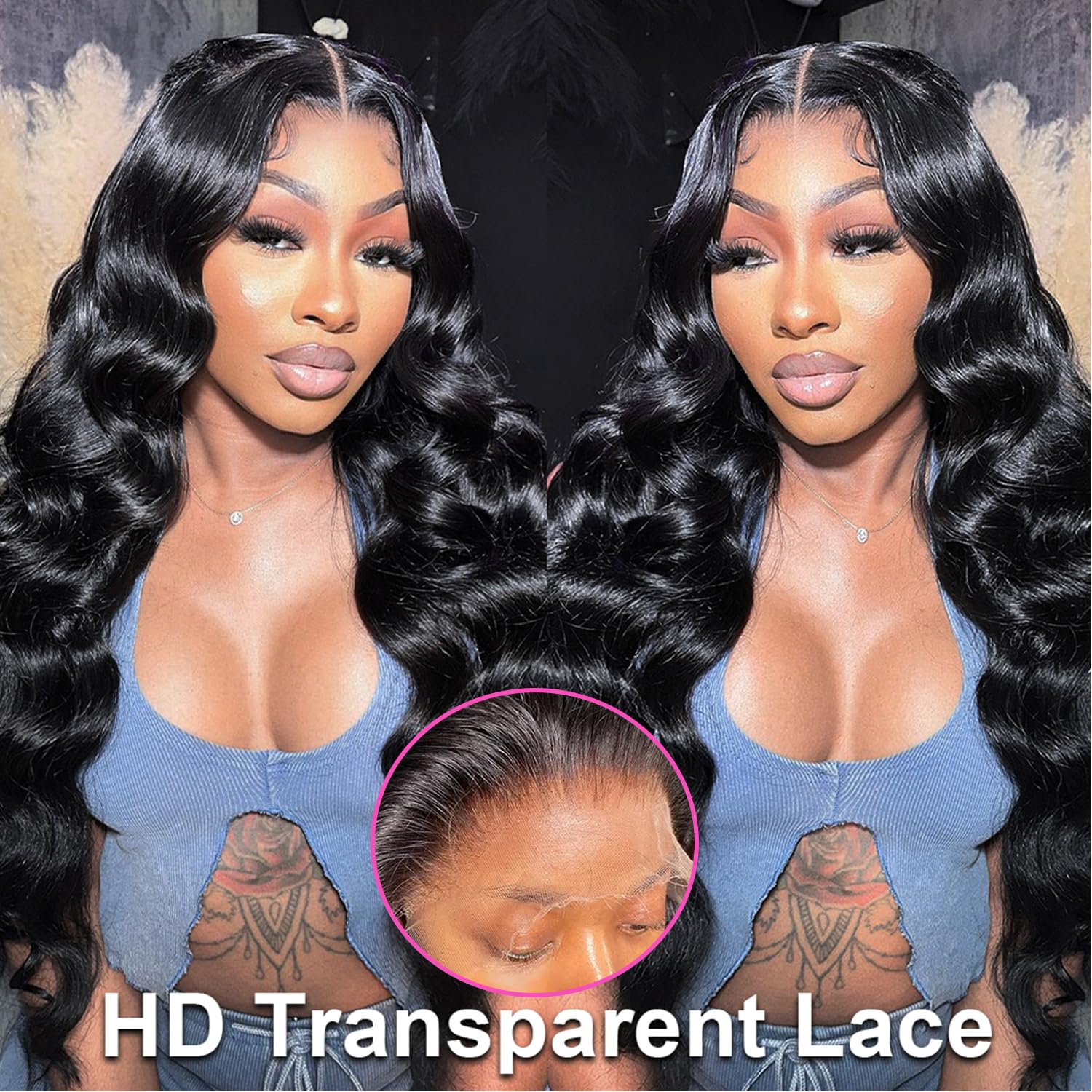 13x4 HD Lace Front Wigs Human Hair - 26 Inch Body Wave Pre Plucked 180 Density Virgin Hair - Perfect for Daily Wear, Cosplay & Special Occasions