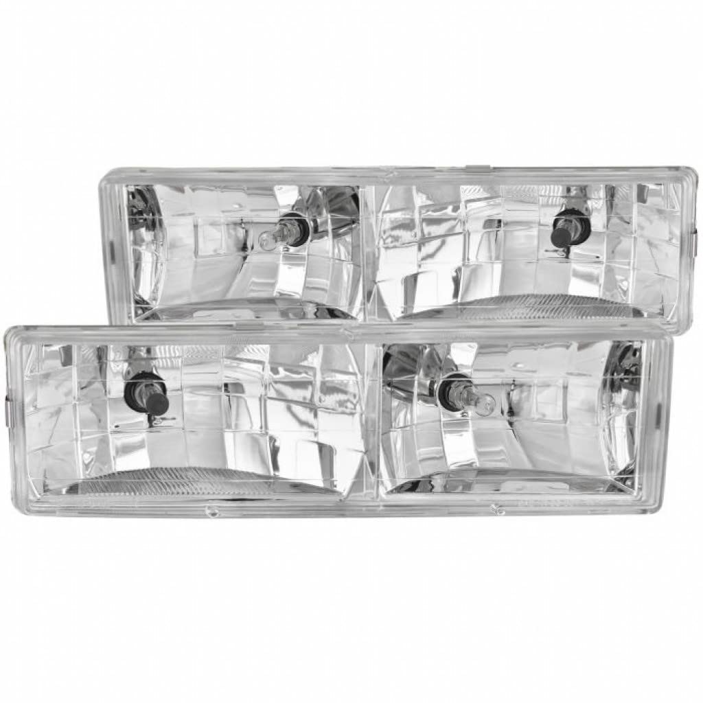 ANZO Crystal Clear Headlights for 1992-1999 Chevy C2500 Suburban - Chrome Housing Replacement Headlamps | Upgrade Your Truck's Style & Night Visibility for Off-Roading & Daily Driving