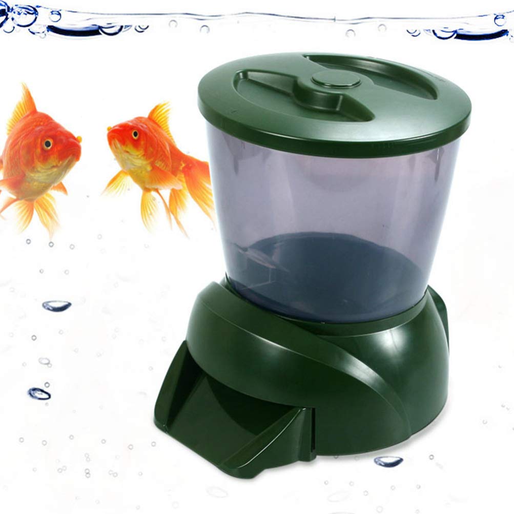 POPETPOP Automatic Fish Feeder with LCD Display - Programmable Timer Fish Food Dispenser for Aquarium, Fish Tank & Pond - Perfect for Vacation & Home Use (Green)