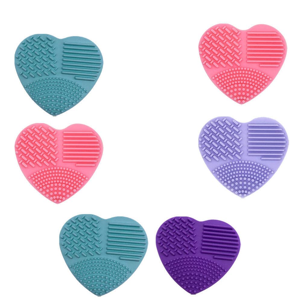 EXCLUZO Silicone Makeup Brush Cleaner Mat - 6Pcs for Beauty Tools (Mixed Colors) - Perfect for Home & Salon Use
