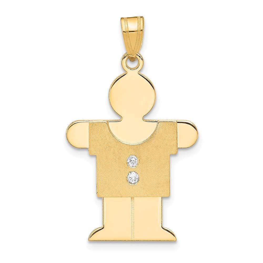 14K Solid Yellow Gold Diamond Baby Pendant Necklace for Boys & Girls - 0.03cttw, 30x18mm - Perfect Christening Gift, First Communion Jewelry & Special Occasion Keepsake
