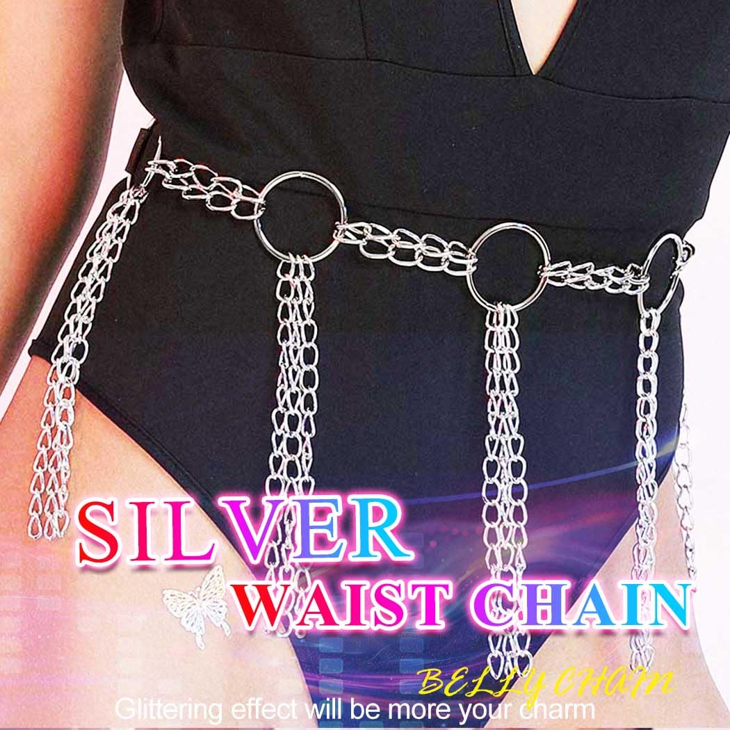 NICUTE Punk Leather Waist Chain for Women - Gothic Body Jewelry Accessories, Black Leather Belt for Waist, Edgy Fashion Statement (Perfect for Concerts, Raves, Halloween & Gothic Outfits) - 6 Pack