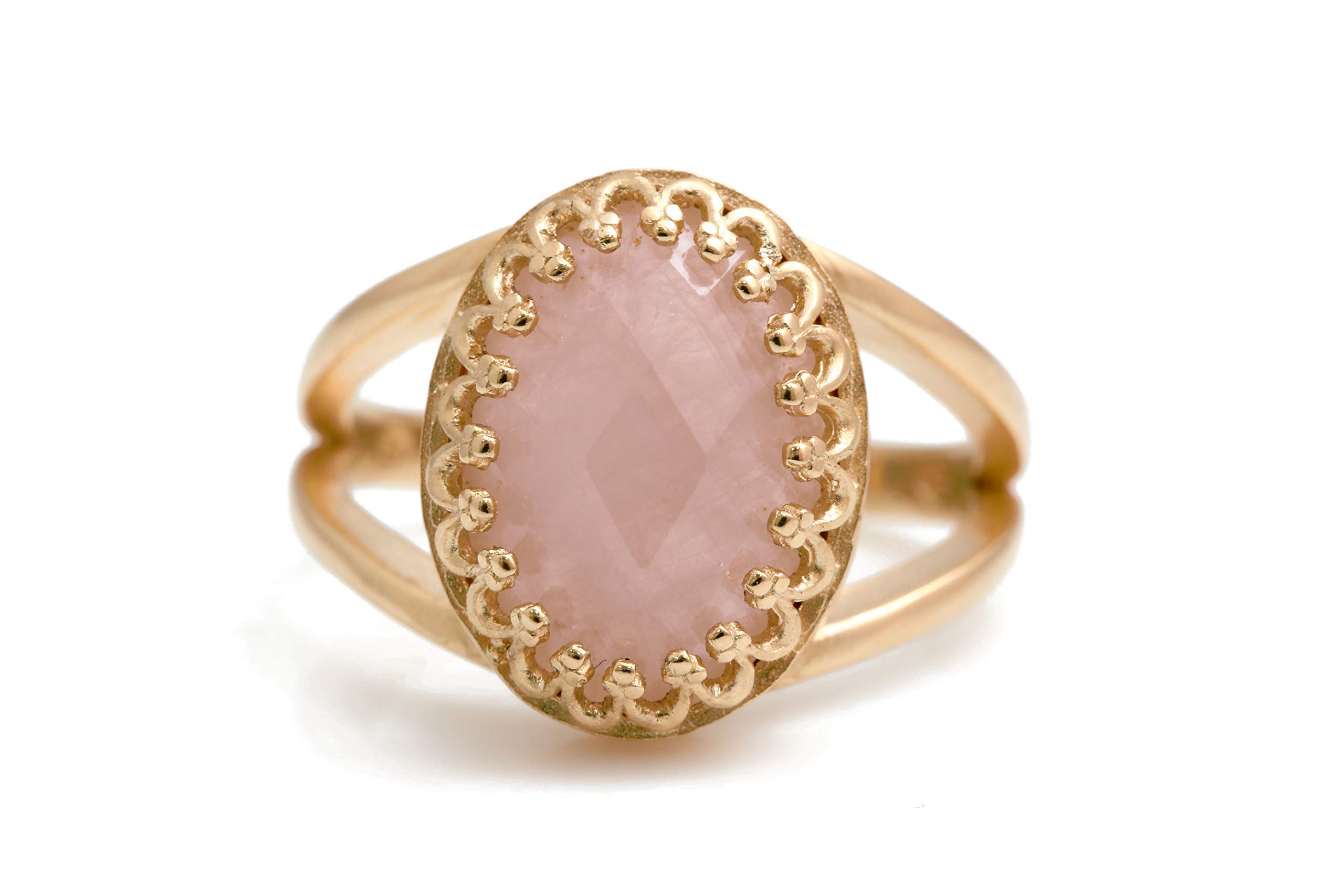 14K Rose Gold-Filled Rose Quartz Ring - Handmade Birthstone Jewelry for Women, Birthday & Anniversary Gifts - Healing Crystal Ring with Gift Box - Perfect for Meditation, Energy Healing & Spiritual Wellness