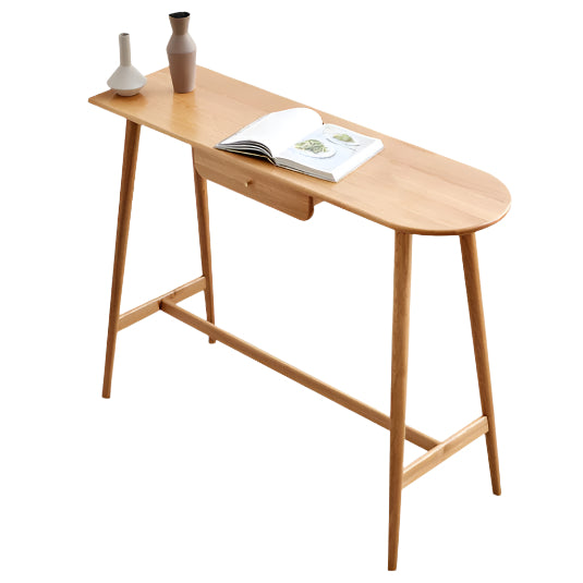 Solid Oak and Cherry Wood Bar Table - Rustic Pub Style Counter Height Table for Kitchen, Dining Room, or Home Bar Decor
