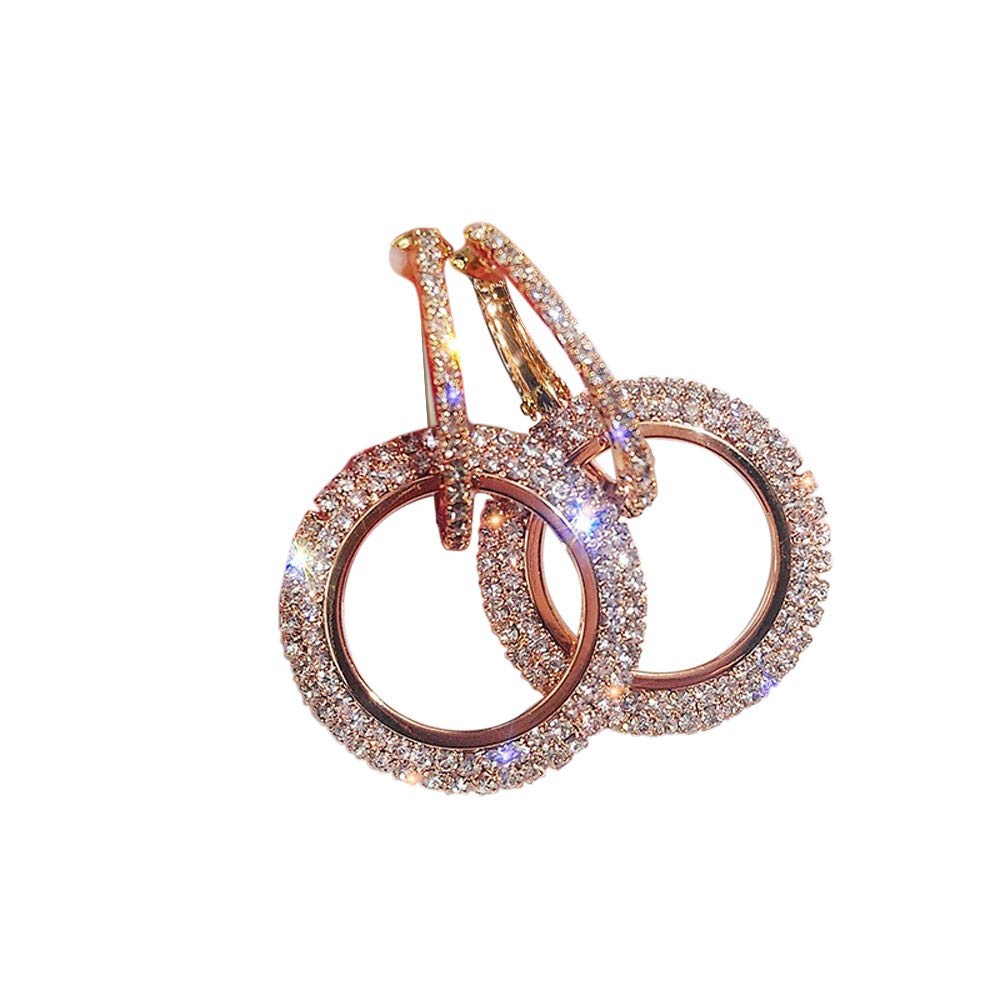 Small Silver & Rose Gold Hoop Earrings for Women - Round Luxury Diamond Glitter Fashion Earrings (One Size) - Perfect for Parties, Weddings & Everyday Wear