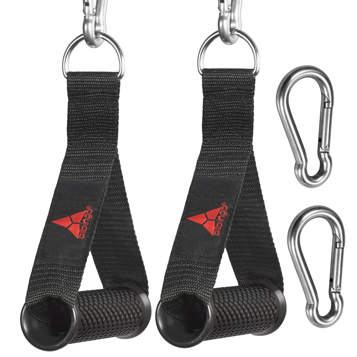 Allbingo Pro Heavy Duty Cable Handles - Compatible with Bowflex & Cable Machines, Exercise Hand Grips with 2 Carabiners for Resistance Bands - Perfect for Home Gym Workouts, Strength Training & Fitness Accessories