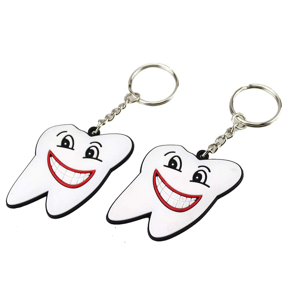 30pcs Smile Shape Rubber Keychain Charms - Fun Dental Clinic Gifts, Christmas Party Favors & School Carnival Prizes for Kids Birthday | Perfect for Dentist Appreciation, Classroom Rewards and Holiday Giveaways