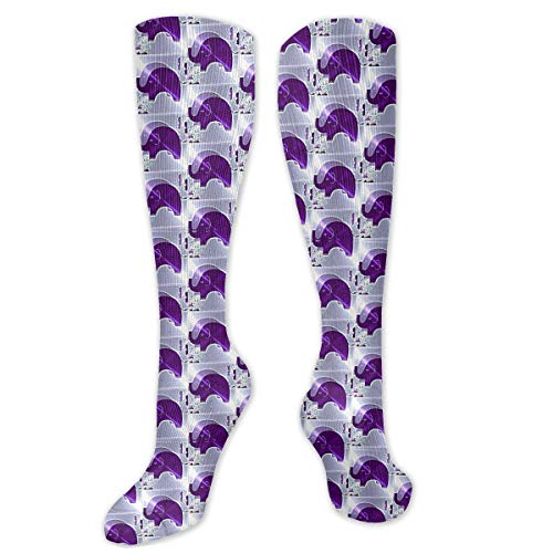 Alzheimer's Awareness Compression Socks for Women & Men - Elephant Print Calf & Knee High Socks - Supportive Boot Socks for Nurses, Caregivers & Daily Comfort