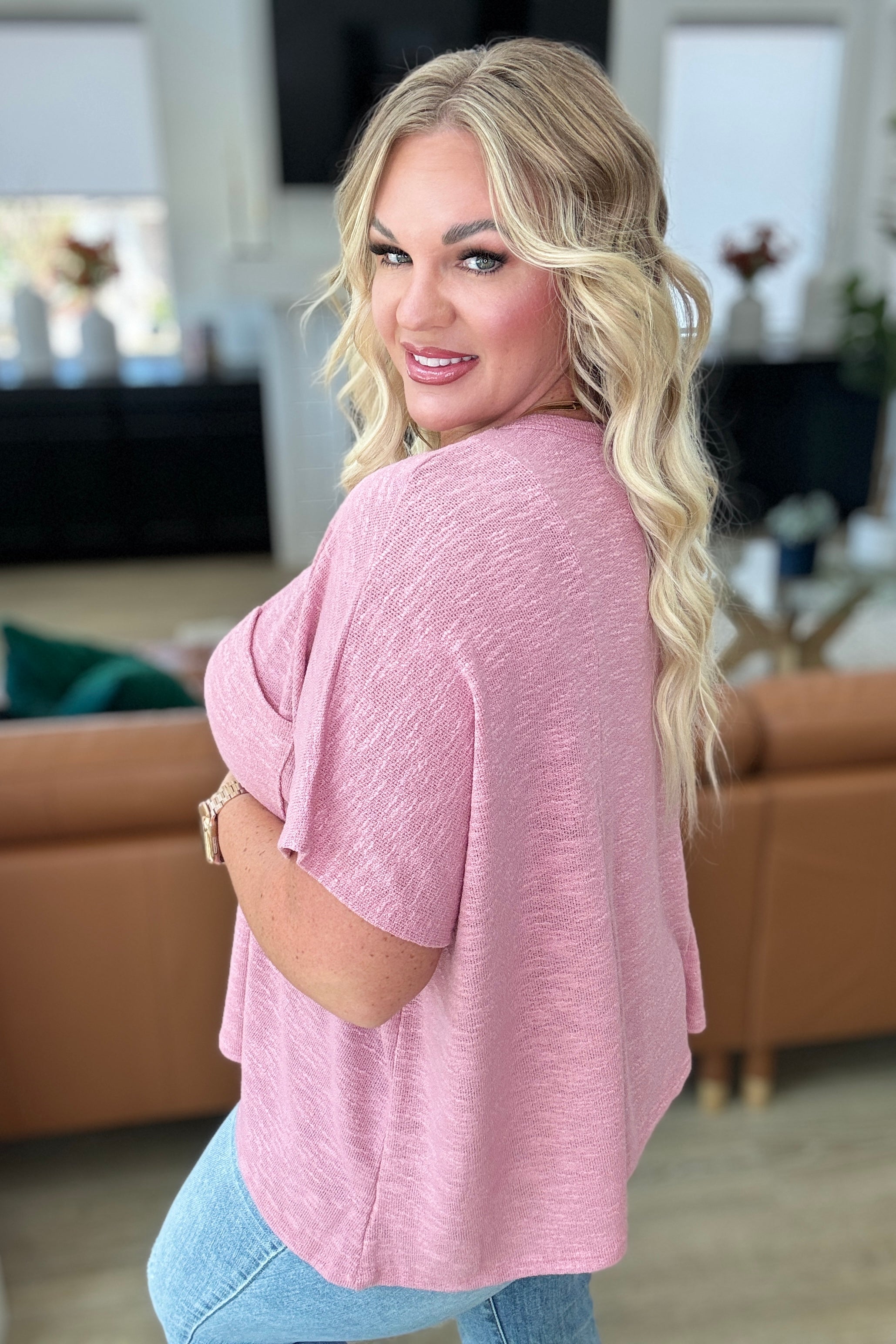 Let Light Be Light Drop Shoulder Oversized Tee in Light Rose | Soft & Comfortable Women's Casual T-Shirt | Perfect for Everyday Wear, Street Style & Layering