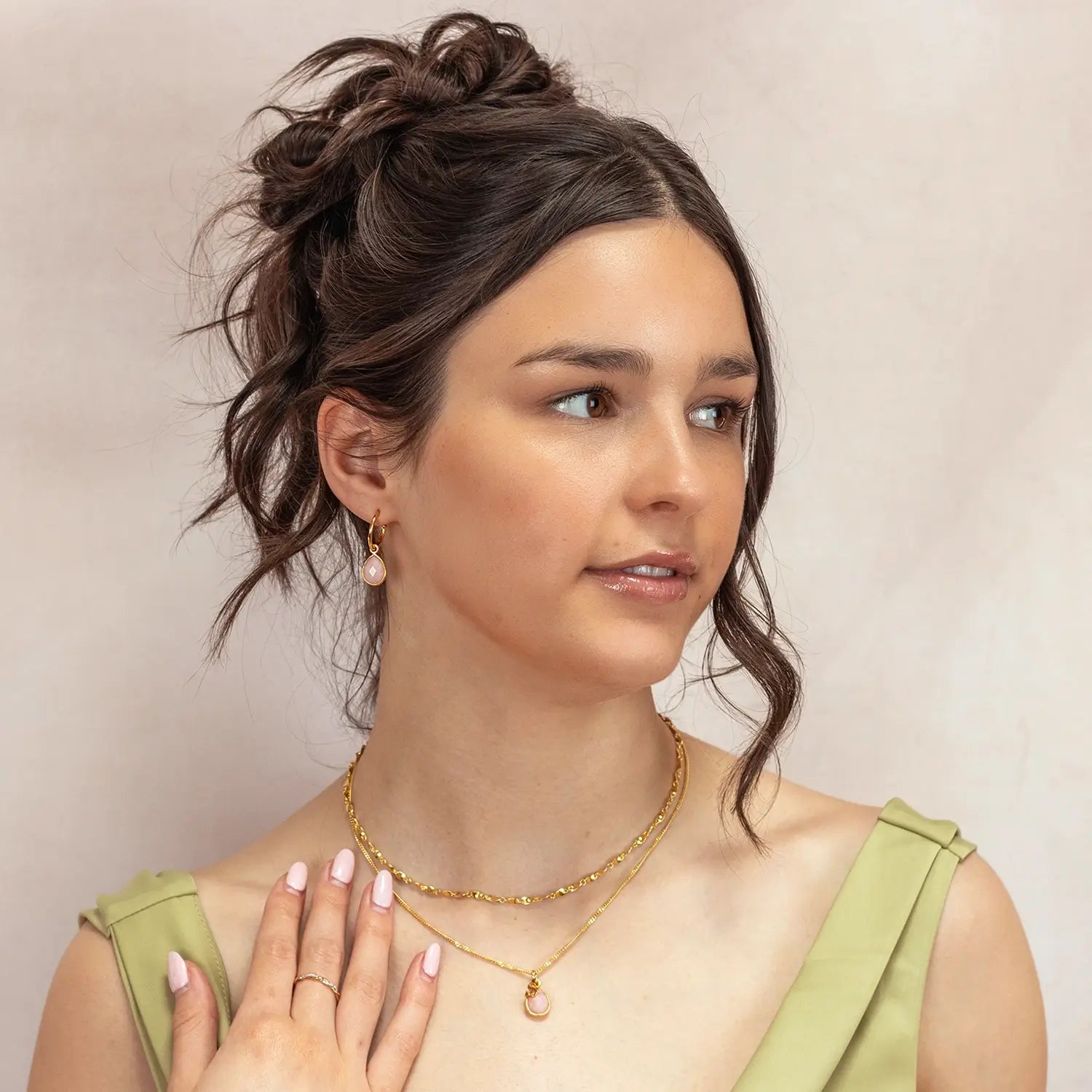 Pink Opal Drop Hoop Earrings in 14K Gold - October Birthstone Jewelry for Women | Elegant Dangling Earrings for Parties, Weddings & Special Occasions