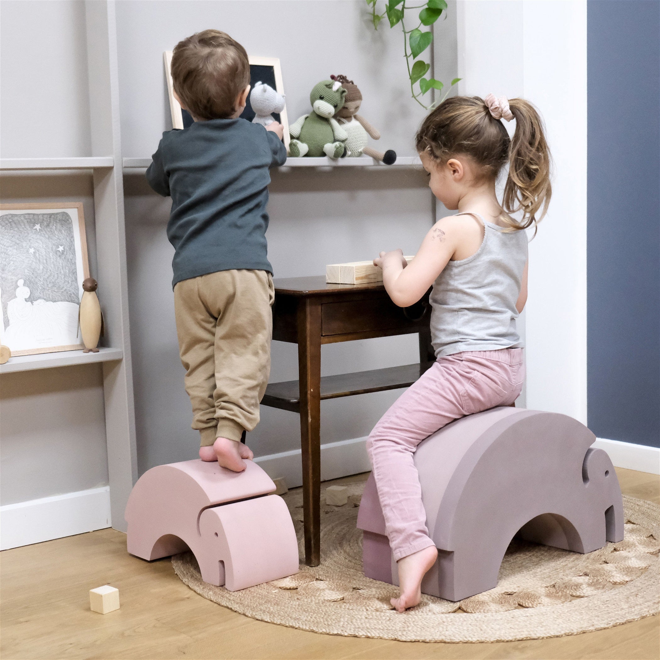 bObles Elephant S 16 Classic Vintage Rose - Soft Play Toy for Kids, Eco-Friendly Children's Furniture - Perfect for Nursery, Playroom & Toddler Safe Play Areas