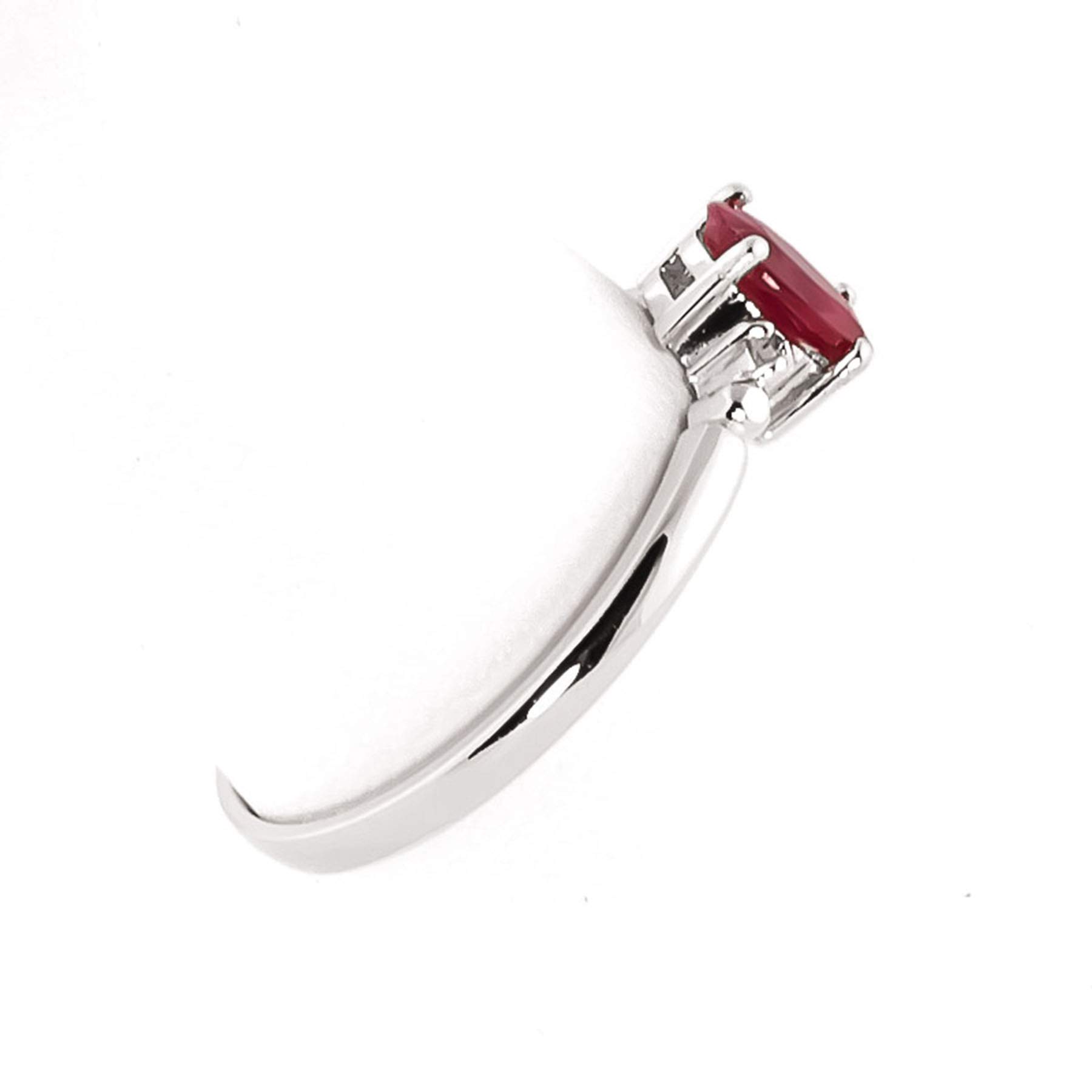 14K Solid White Gold Ring with 0.71 ct Diamond & Ruby - Galaxy Gold GG Elegant Jewelry for Engagement, Wedding & Anniversary Gifts