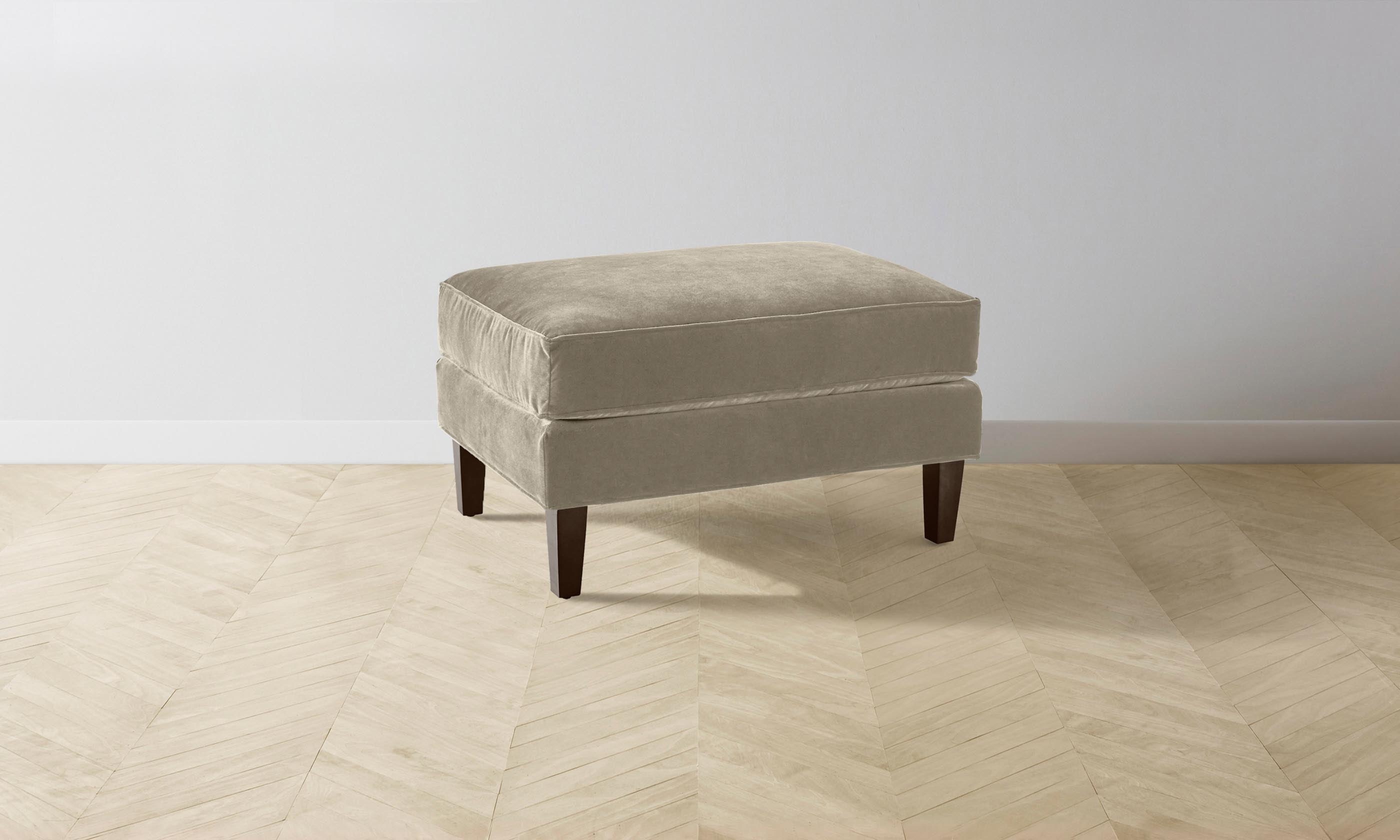 Premium Crosby Ottoman with Performance Velvet Upholstery in Taupe - Stylish Living Room Footrest & Extra Seating for Home Decor