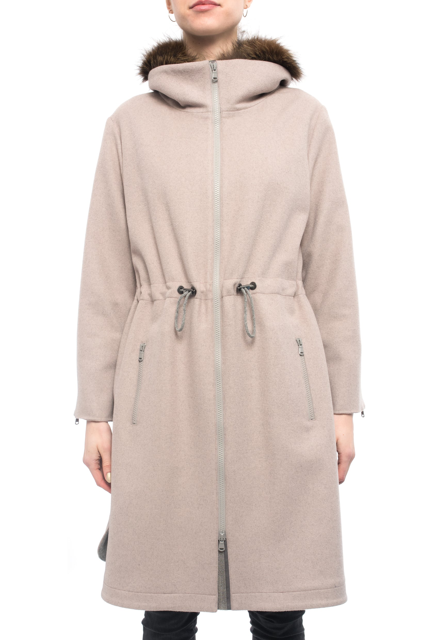 Brunello Cucinelli Women's Quarz Pink Beaded Trim Parka Coat - Winter Warm Fashion Outerwear for Casual & Formal Occasions