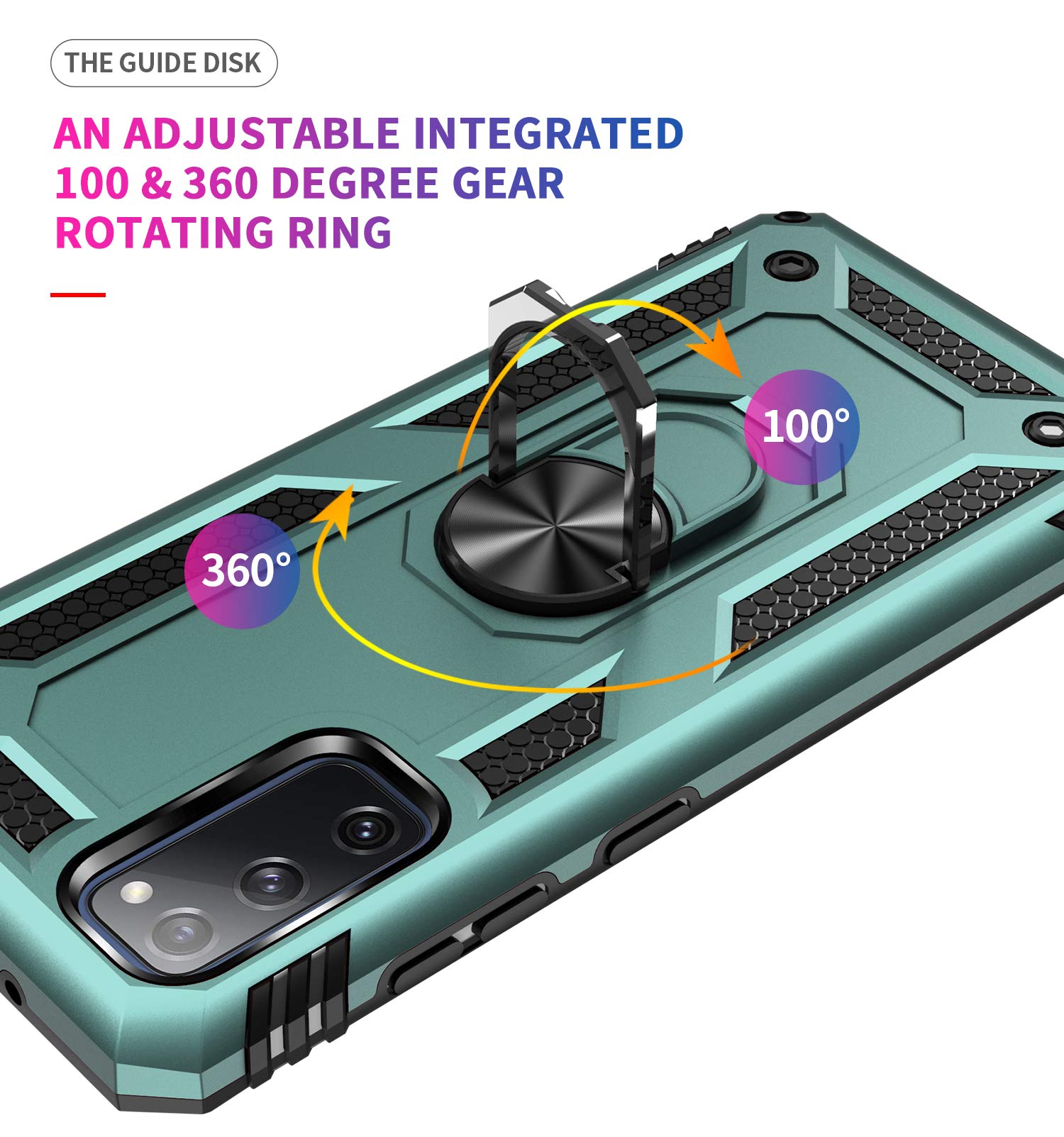 Military Grade Heavy Duty Samsung Galaxy S20 FE Phone Case with Stand Ring & Magnetic Car Mount - Teal | Shockproof Protection for Work, Travel & Outdoor Activities
