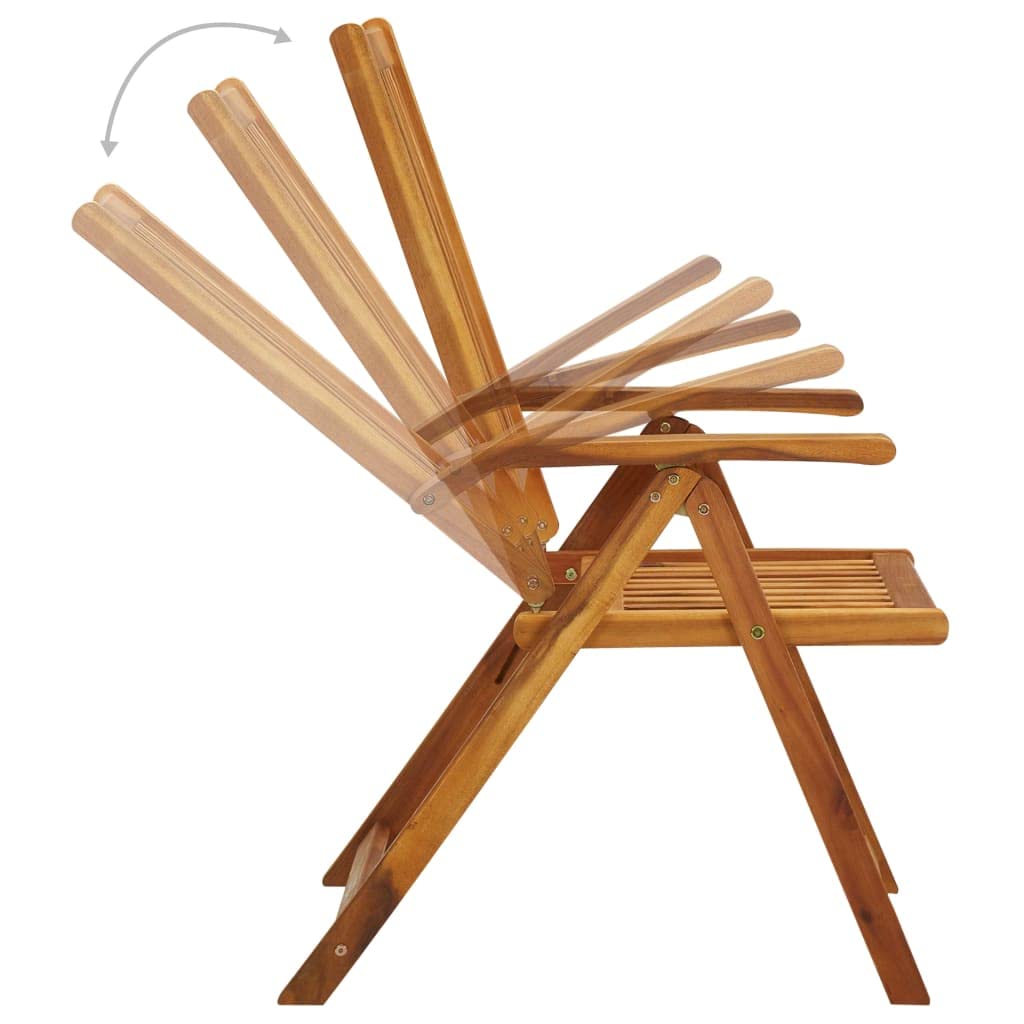 vidaXL Solid Acacia Wood Folding Patio Chairs with Cushions – Set of 3, Retro Style Outdoor Furniture, Adjustable & Comfortable Garden Chairs, Easy Maintenance Green Patio Seating – Perfect for Backyard, Poolside, and Terrace Relaxation