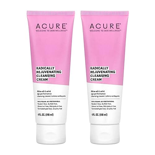 Acure Organic Mint & Olive Oil Facial Cleanser with Acai, Blackberry & Antioxidants - 4 oz (2-Pack) - Deep Cleansing, Acne Treatment & Skin Clearing - Perfect for Oily, Acne-Prone & Sensitive Skin - Morning & Night Skincare Routine