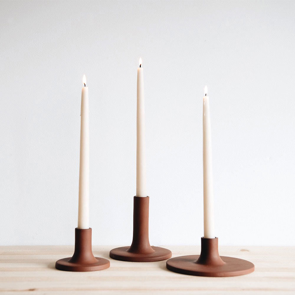 Elegant Ceramic Taper Candlestick Holder - Natural Earth Tone - Perfect for Wedding Centerpieces, Romantic Dinners & Home Decor