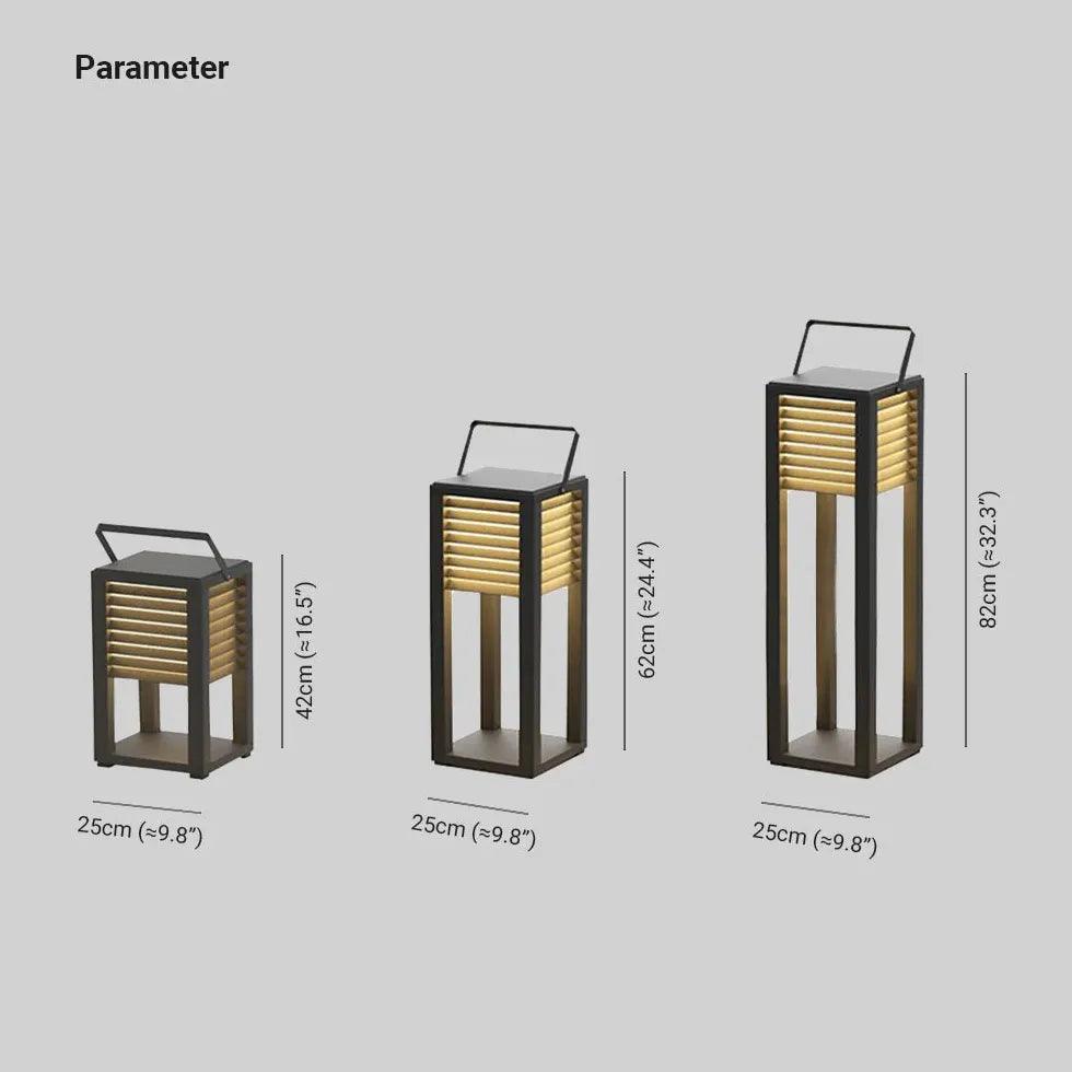 Modern Venetian Blinds Cuboid Outdoor Floor Lamp - Waterproof LED Patio Light for Garden, Porch, Deck & Backyard Decor