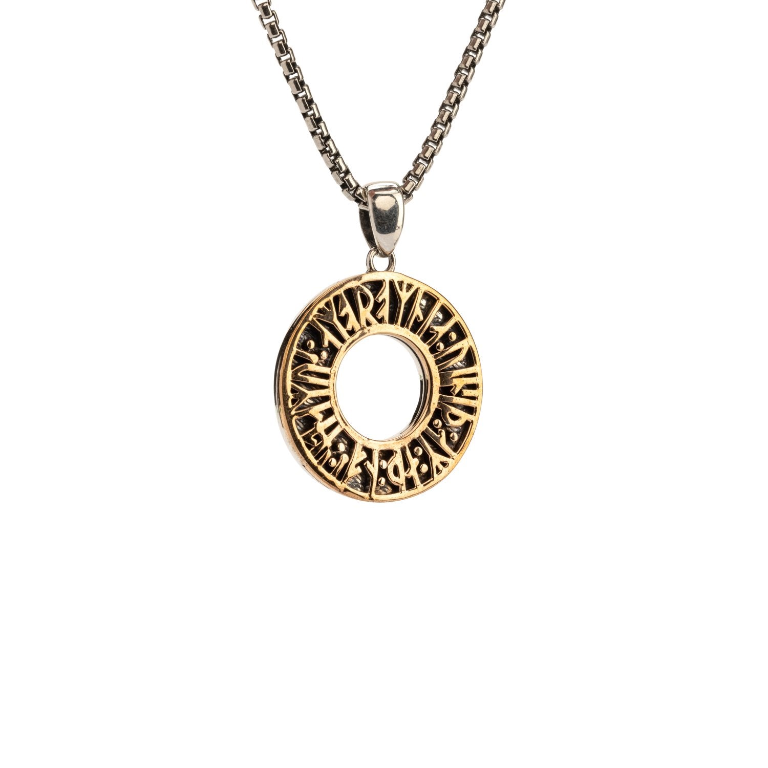 Viking Rune Pendant Necklace - Silver & Bronze Norse Jewelry with 'Love' Symbol - Perfect for Viking Lovers, Pagan Jewelry & Norse Mythology Enthusiasts