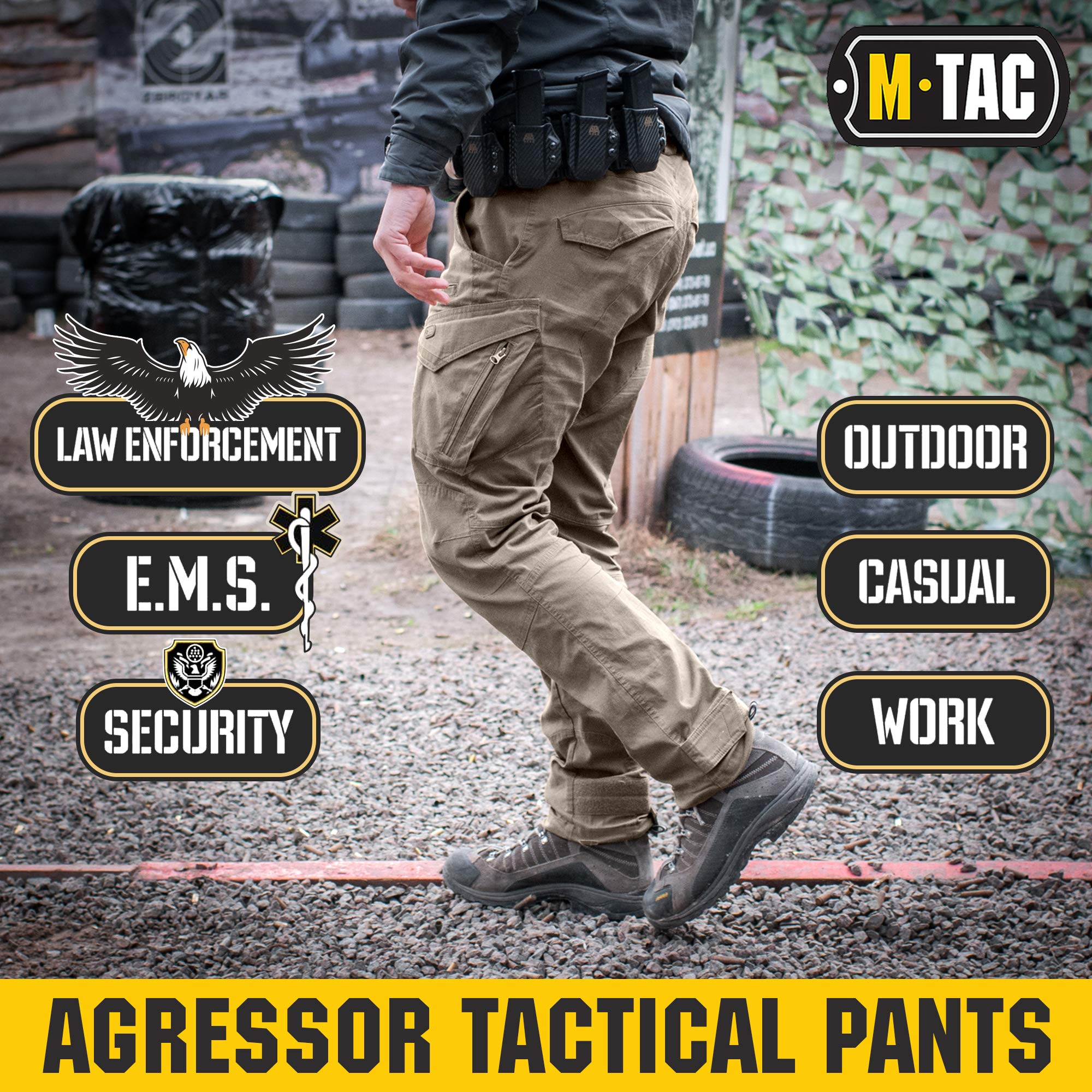 Aggressor Flex Men's Tactical Cargo Pants - Durable Cotton Work Pants with Multiple Pockets for Outdoor, Hiking & Military Use
