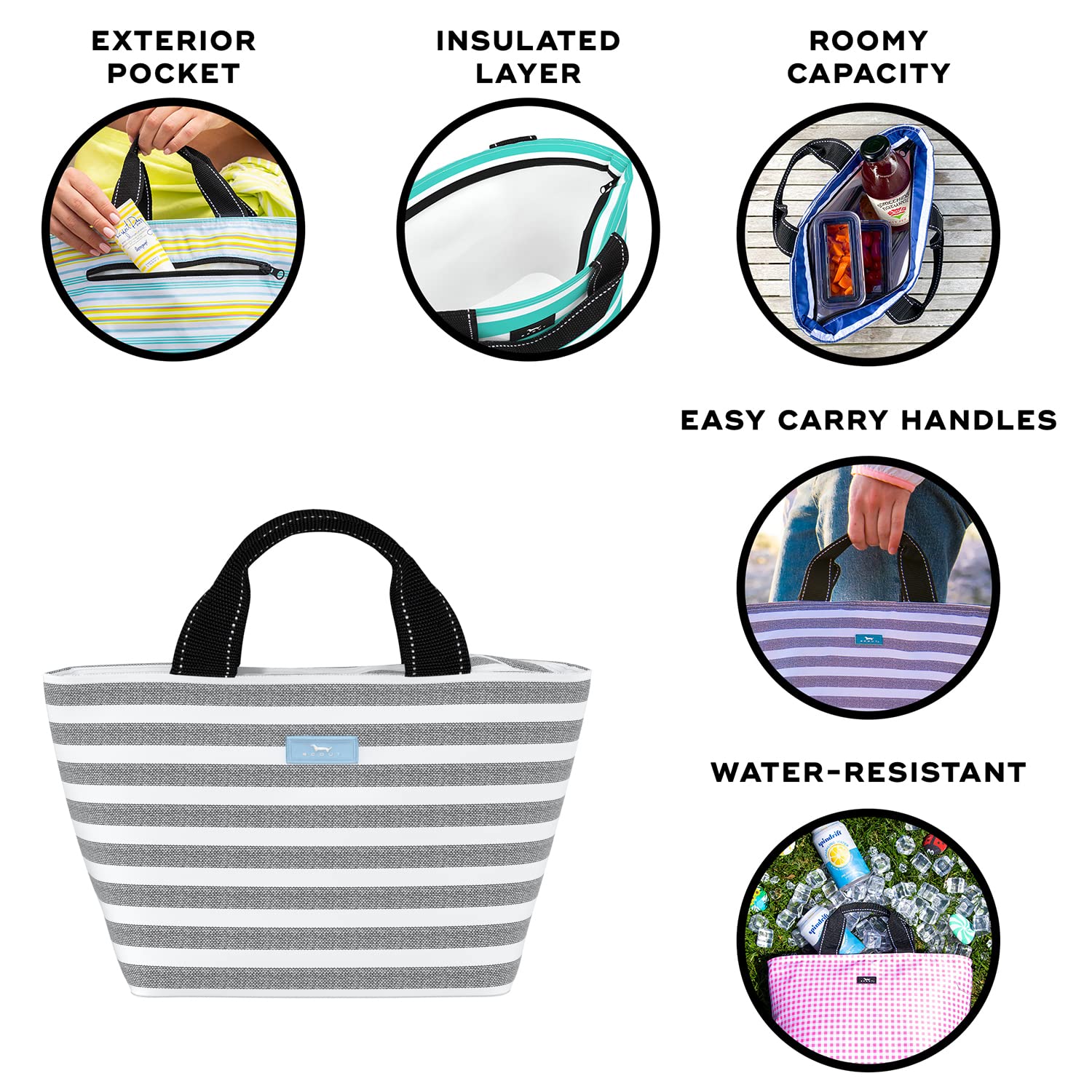 SCOUT Nooner Insulated Lunch Box for Women - Lightweight Cooler Bag with Exterior Zip Pocket - Perfect for Work, School, Beach & Picnics | BPA-Free Leakproof Lunch Tote
