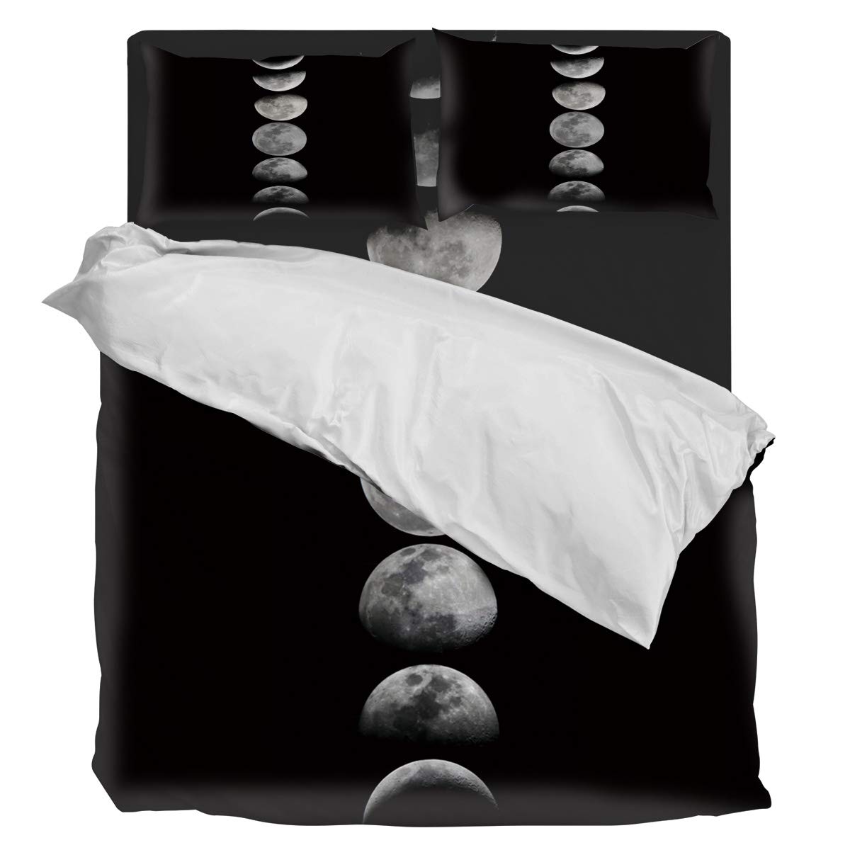 Luxury 4-Piece Full Size Sunflower Duvet Cover Set - Soft Comforter Cover with 1 Duvet Cover, 1 Bed Sheet & 2 Pillowcases - Moon Phase Lunar Eclipse Design - Perfect for Bedroom Decor, Guest Room & Cozy Home Styling